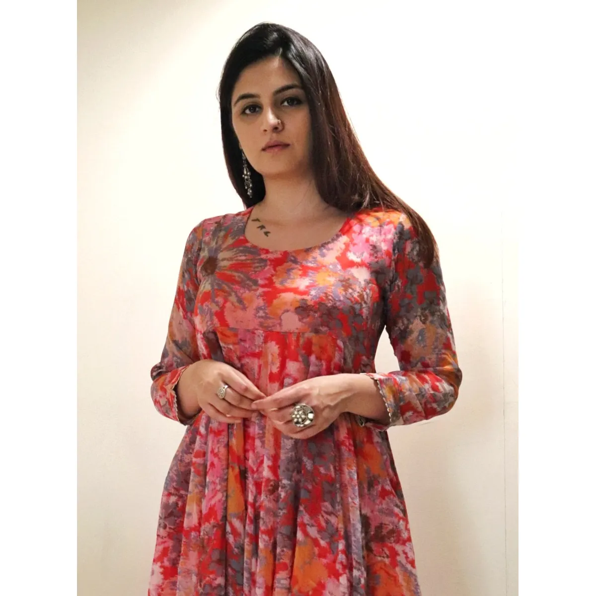 Mitali Floral Georgette Kurta - Image 4