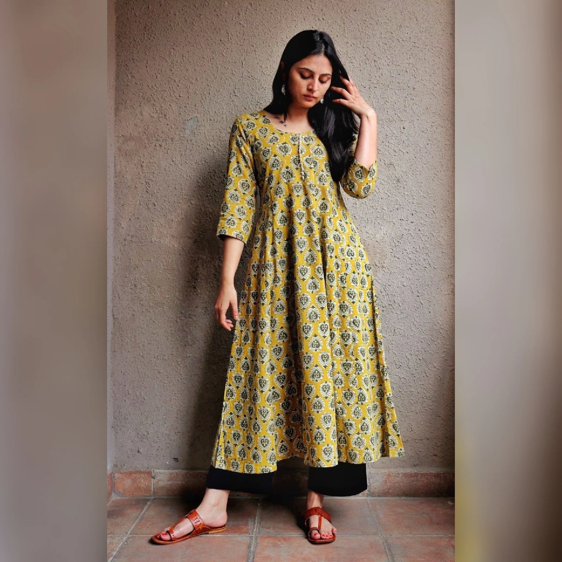 Mustard Kalidaar Kurta - Image 3