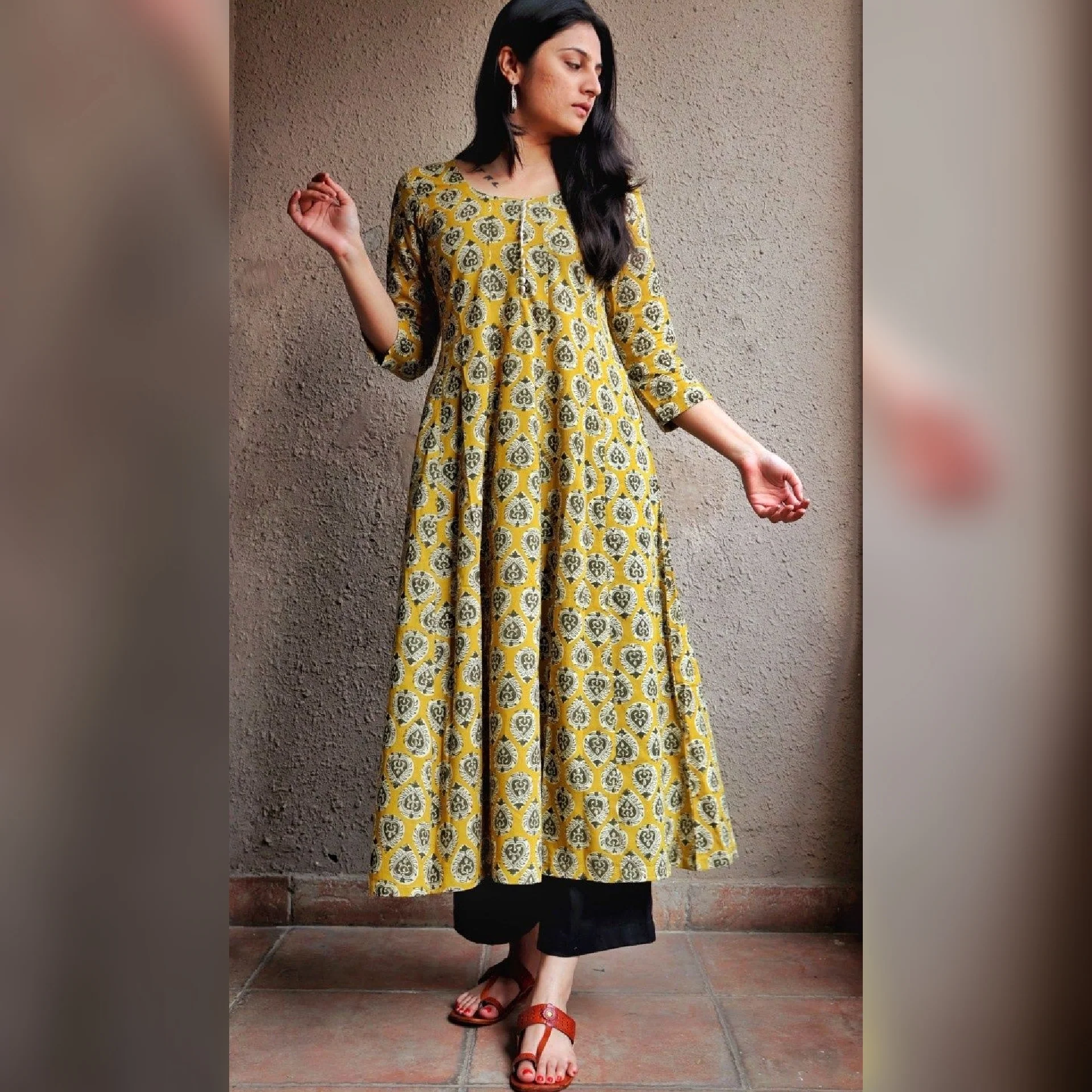 Mustard Kalidaar Kurta - Image 4