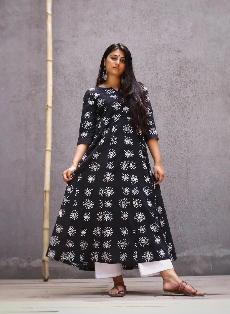 Noora Black Kali Long Kurta - Image 2