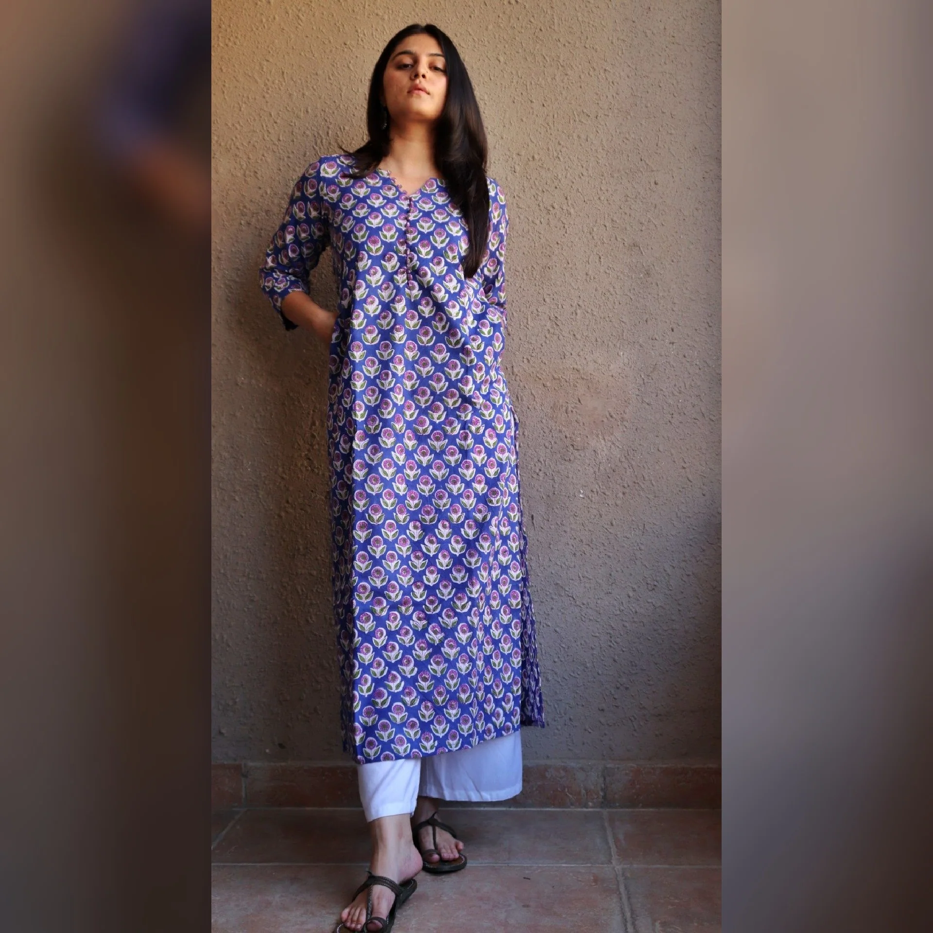 Nushrat Bagru Straight Kurta - Image 3