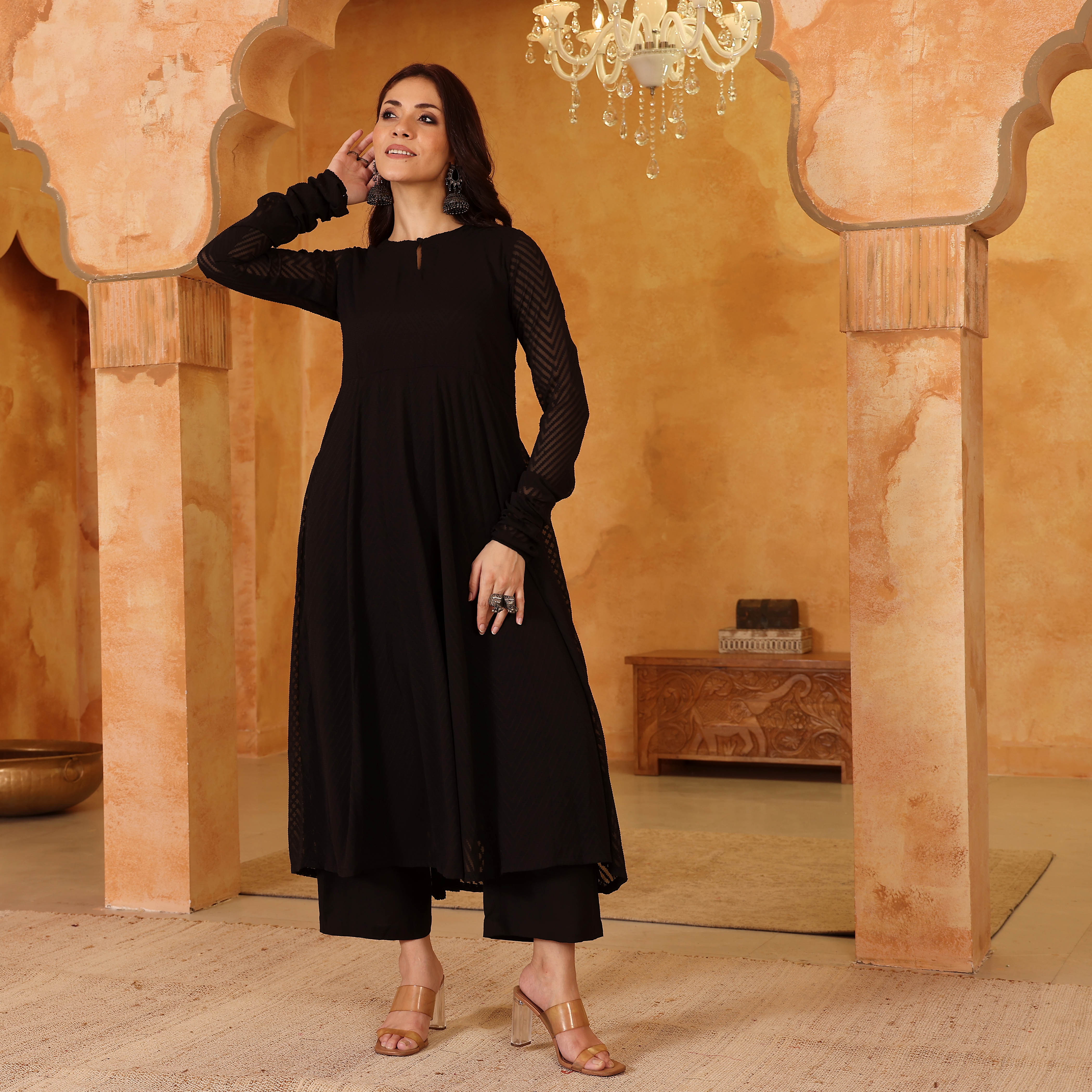 Nysa Black Georgette Kurta - Image 4