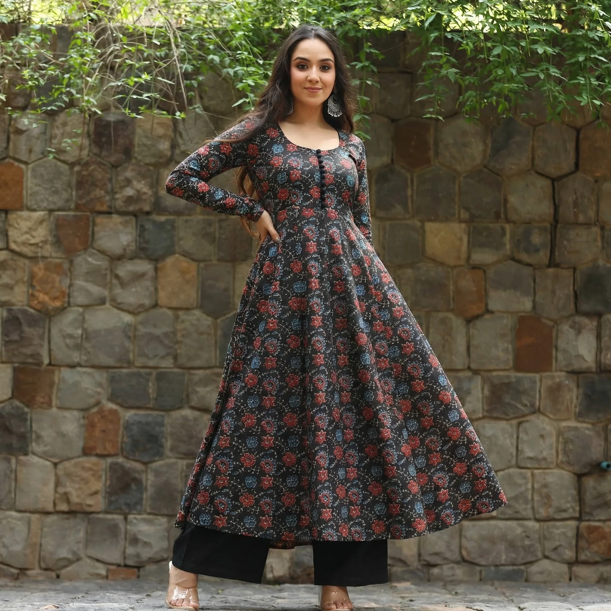Paheli Black Cotton Kurta - Image 2