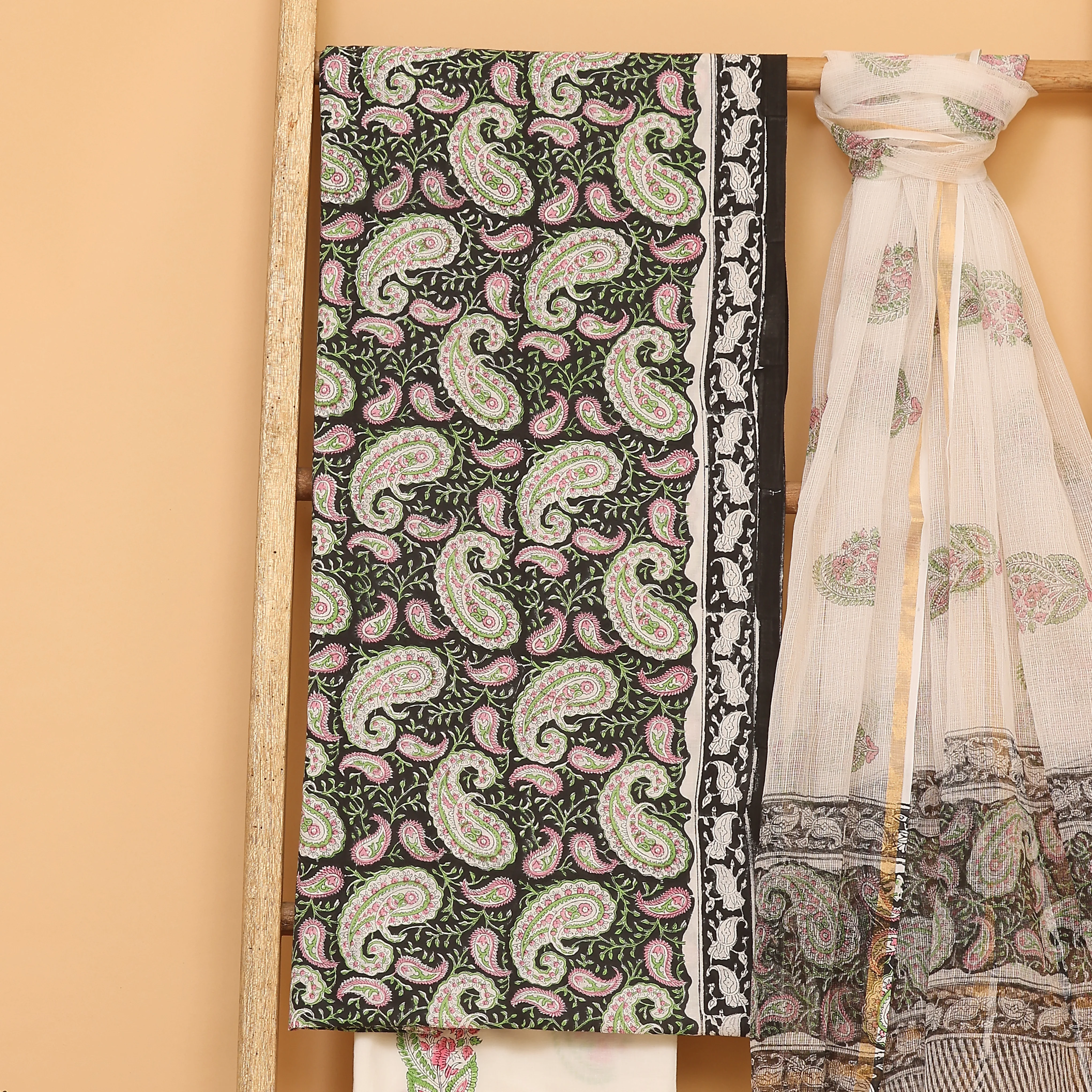Mughal Hand block  printed cotton  unstitched Suit set - Image 2