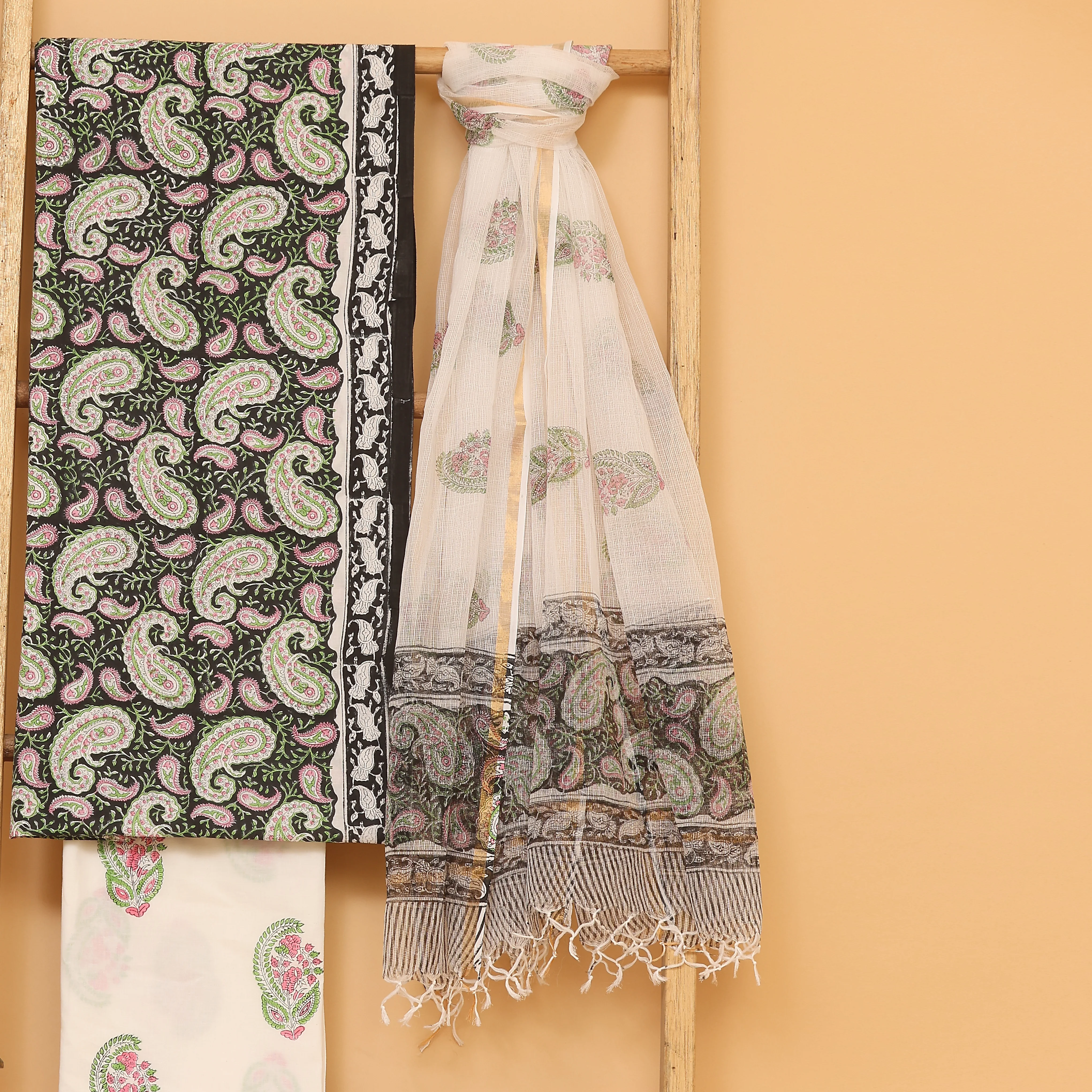 Mughal Hand block  printed cotton  unstitched Suit set - Image 4