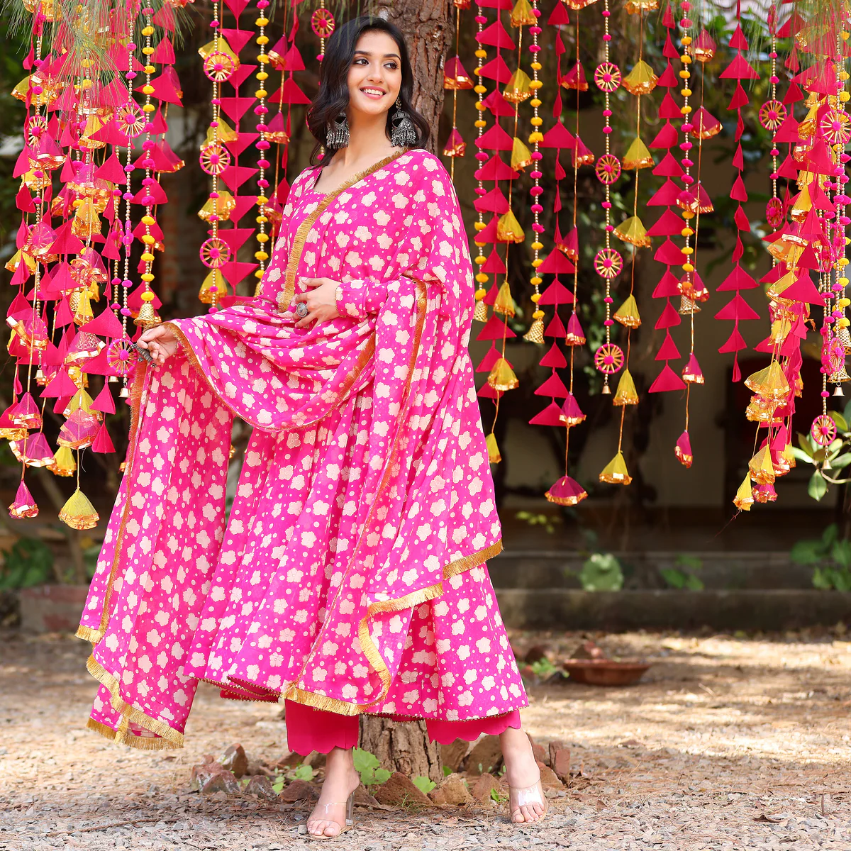 Pink Moonmoon Georgette  Set - Image 3
