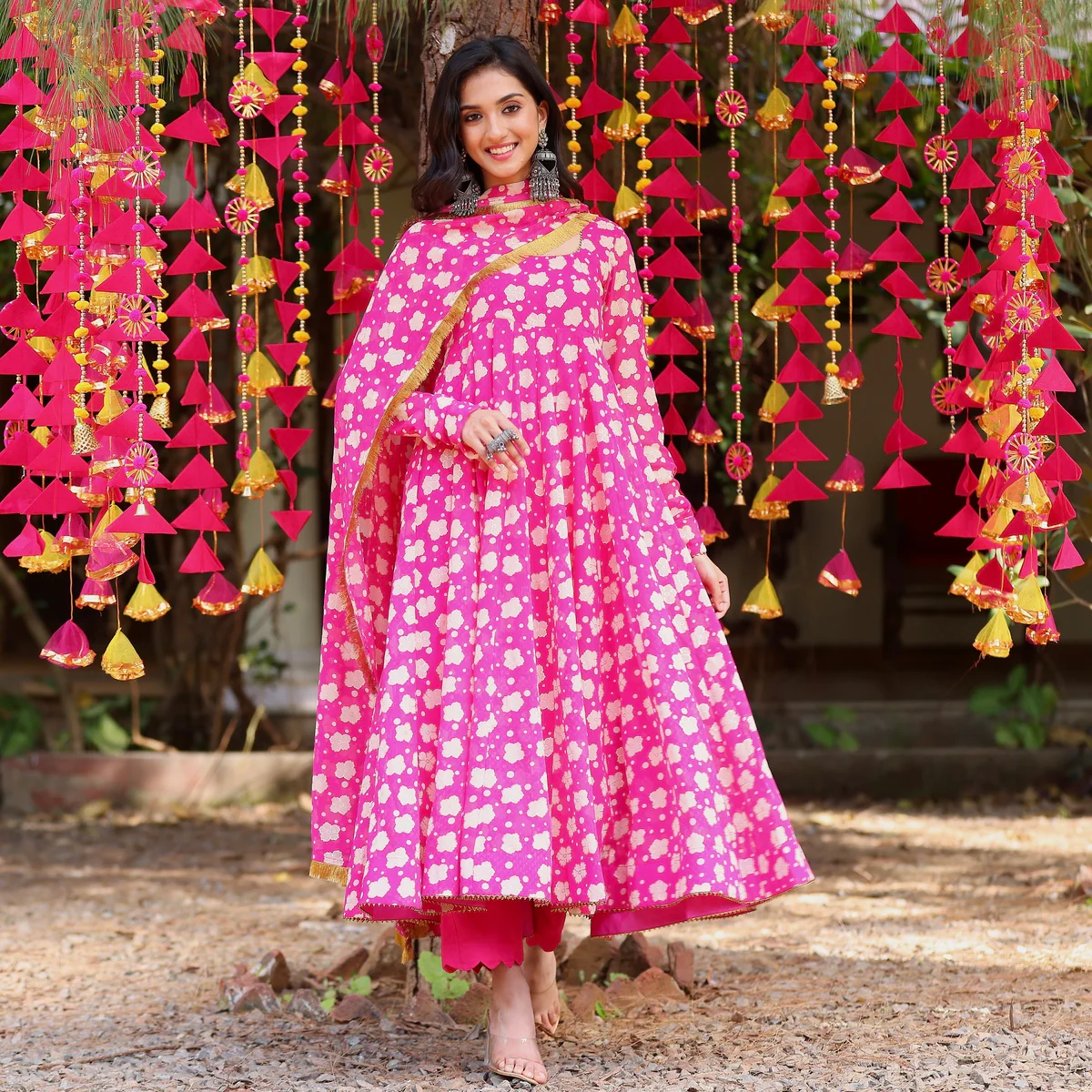 Pink Moonmoon Georgette  Set - Image 4