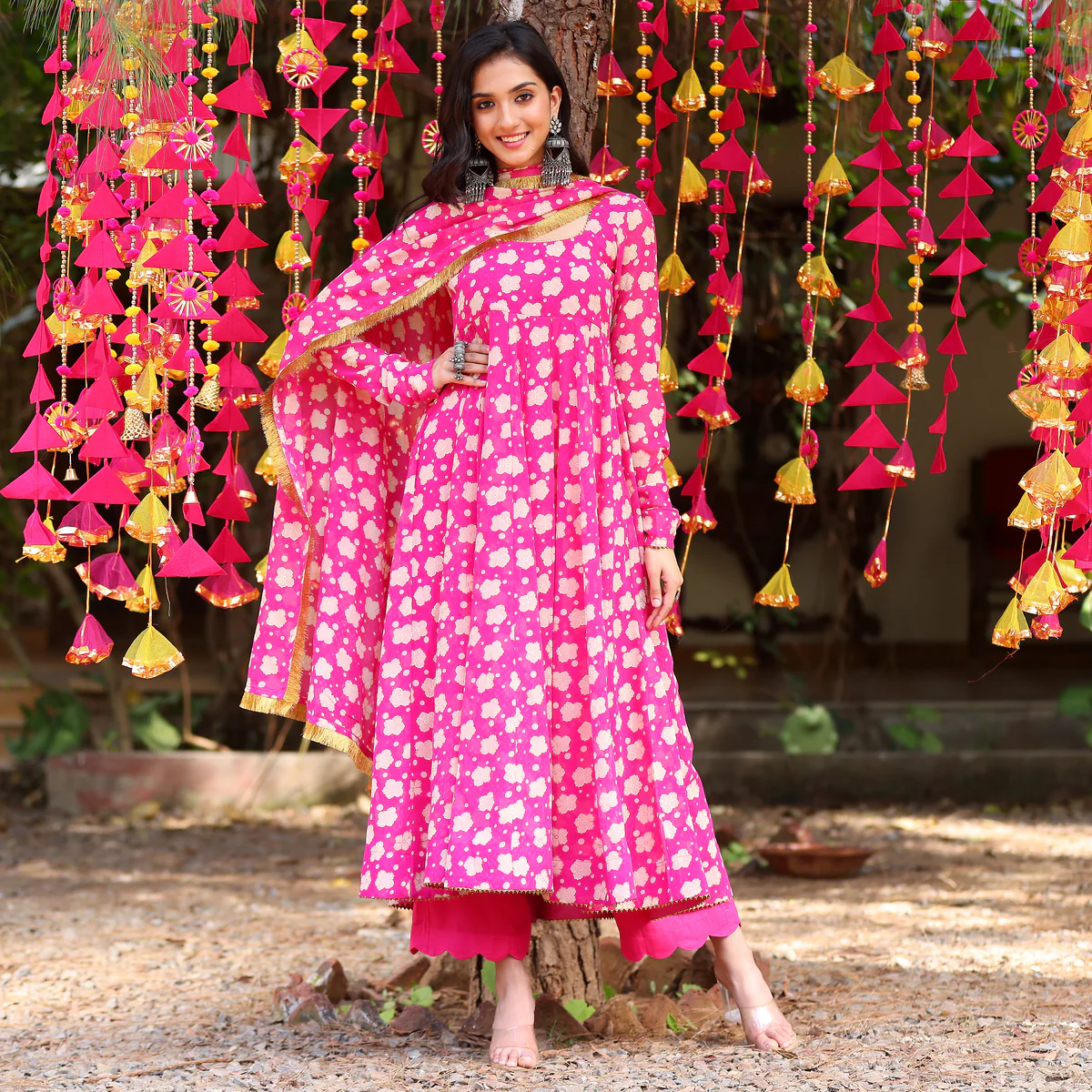 Pink Moonmoon Georgette  Set - Image 5