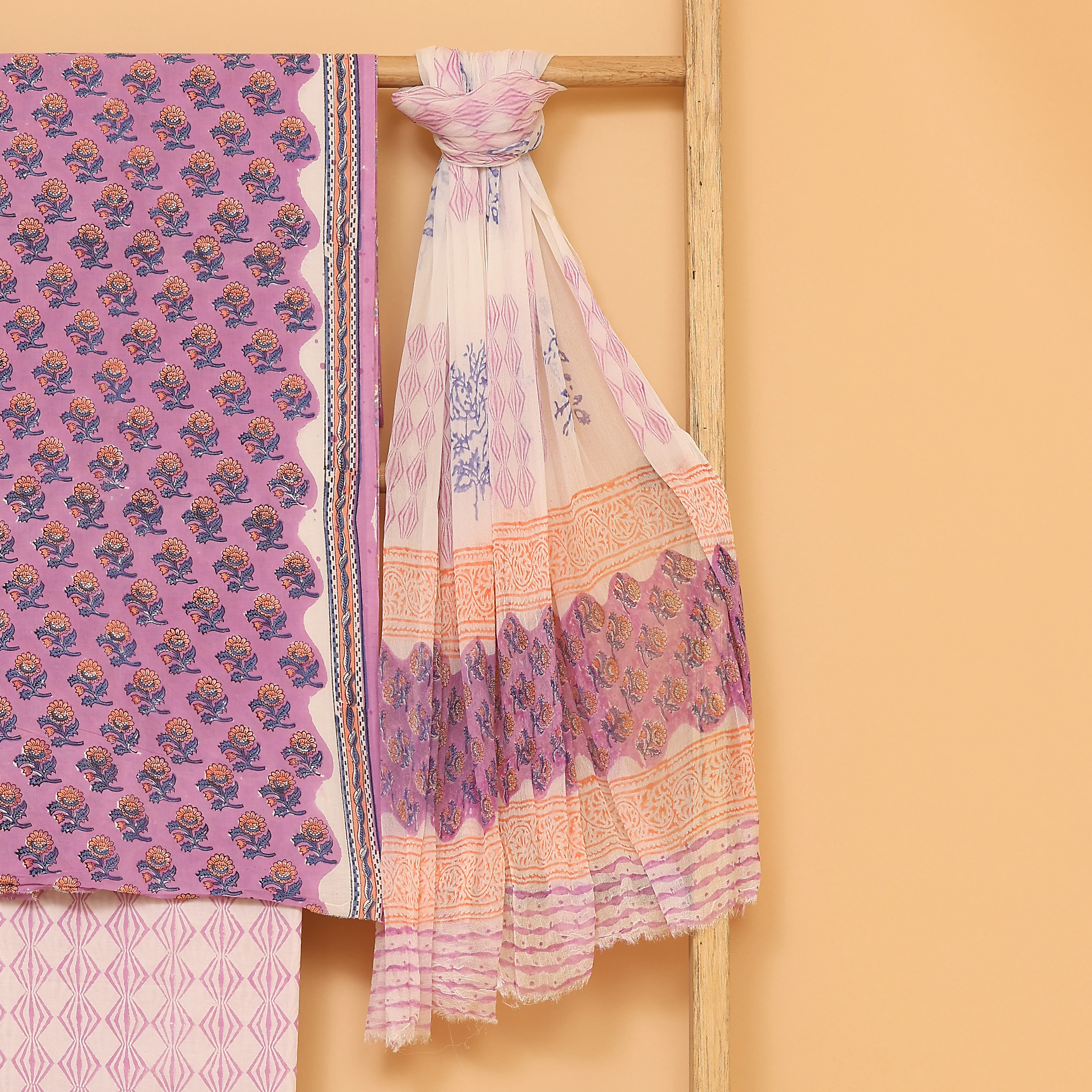 Nayab hand block printed cotton  unstitched Suit set - Image 2