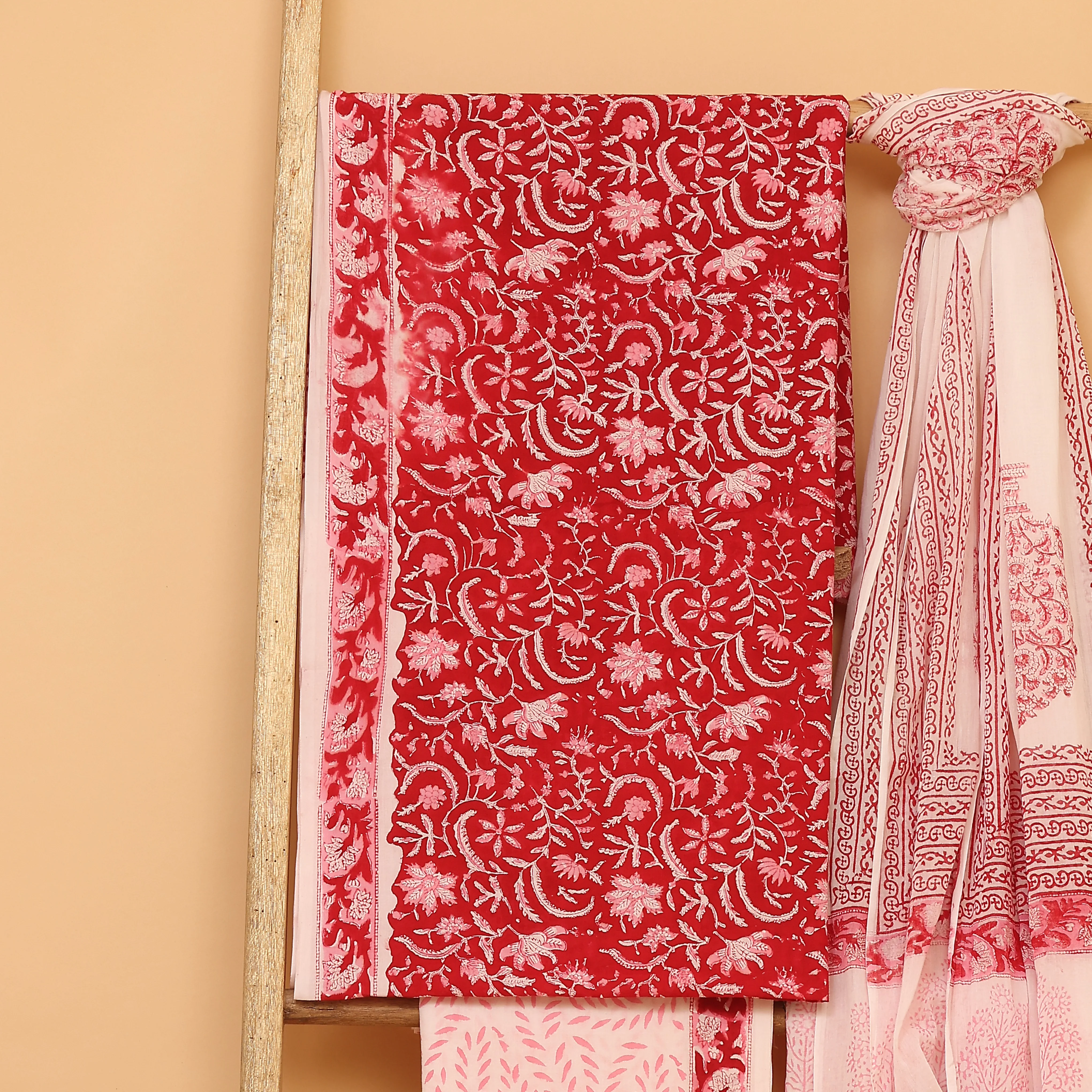 Gerua hand block printed cotton  unstitched Suit set - Image 4