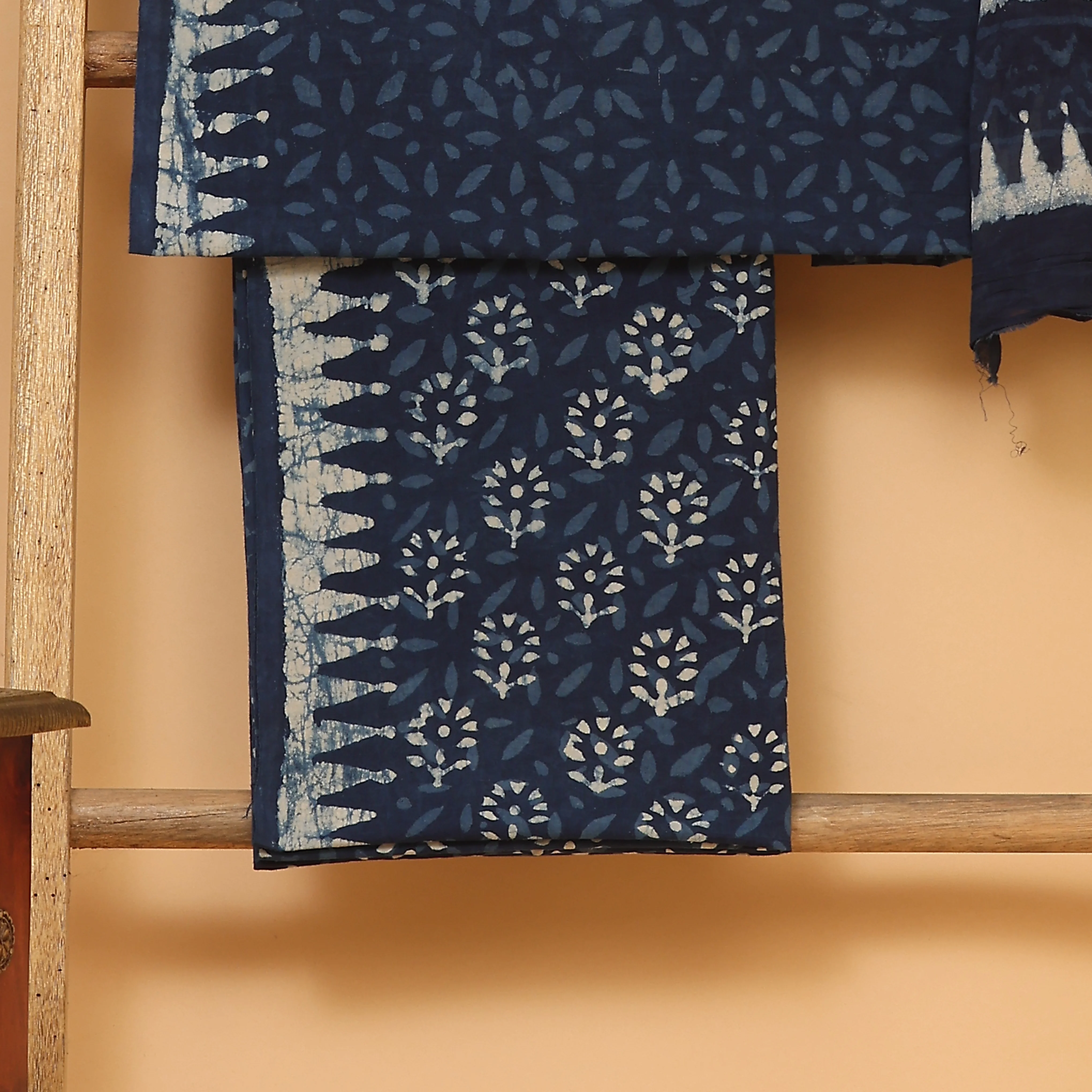 Blue Handwoven Cotton unstitched Suit set - Image 3