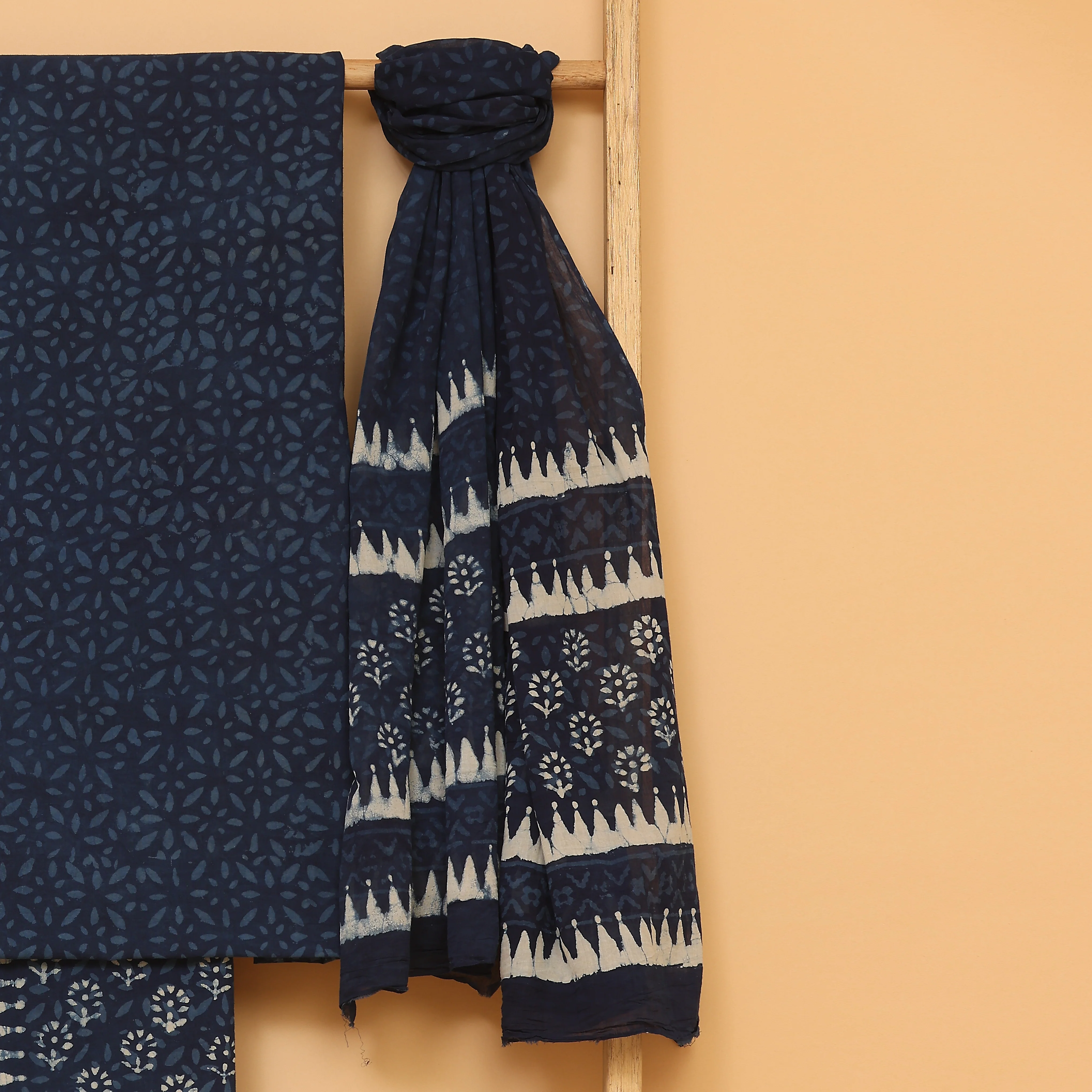 Blue Handwoven Cotton unstitched Suit set - Image 4