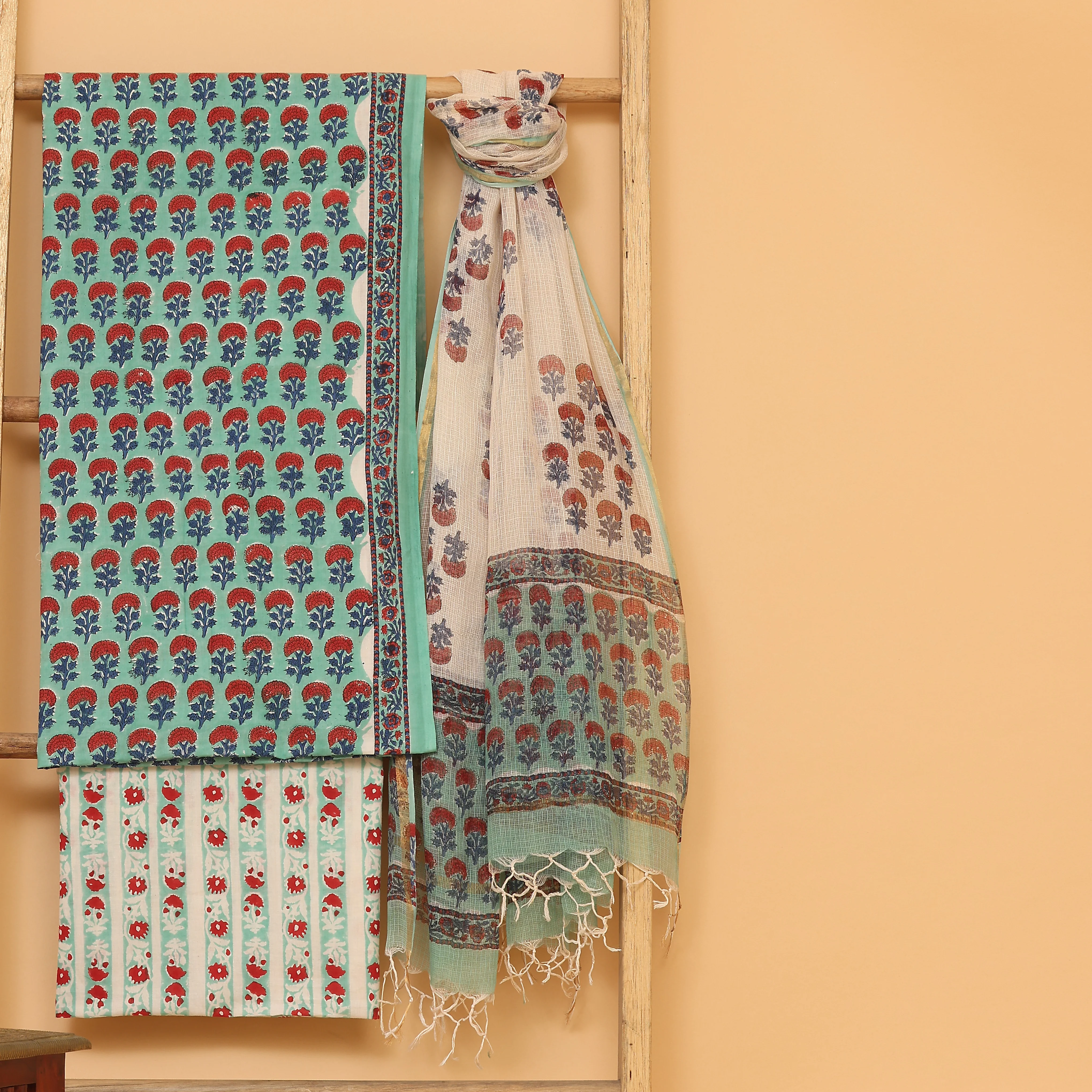 Bagru hand block printed cotton  unstitched Suit set - Image 2