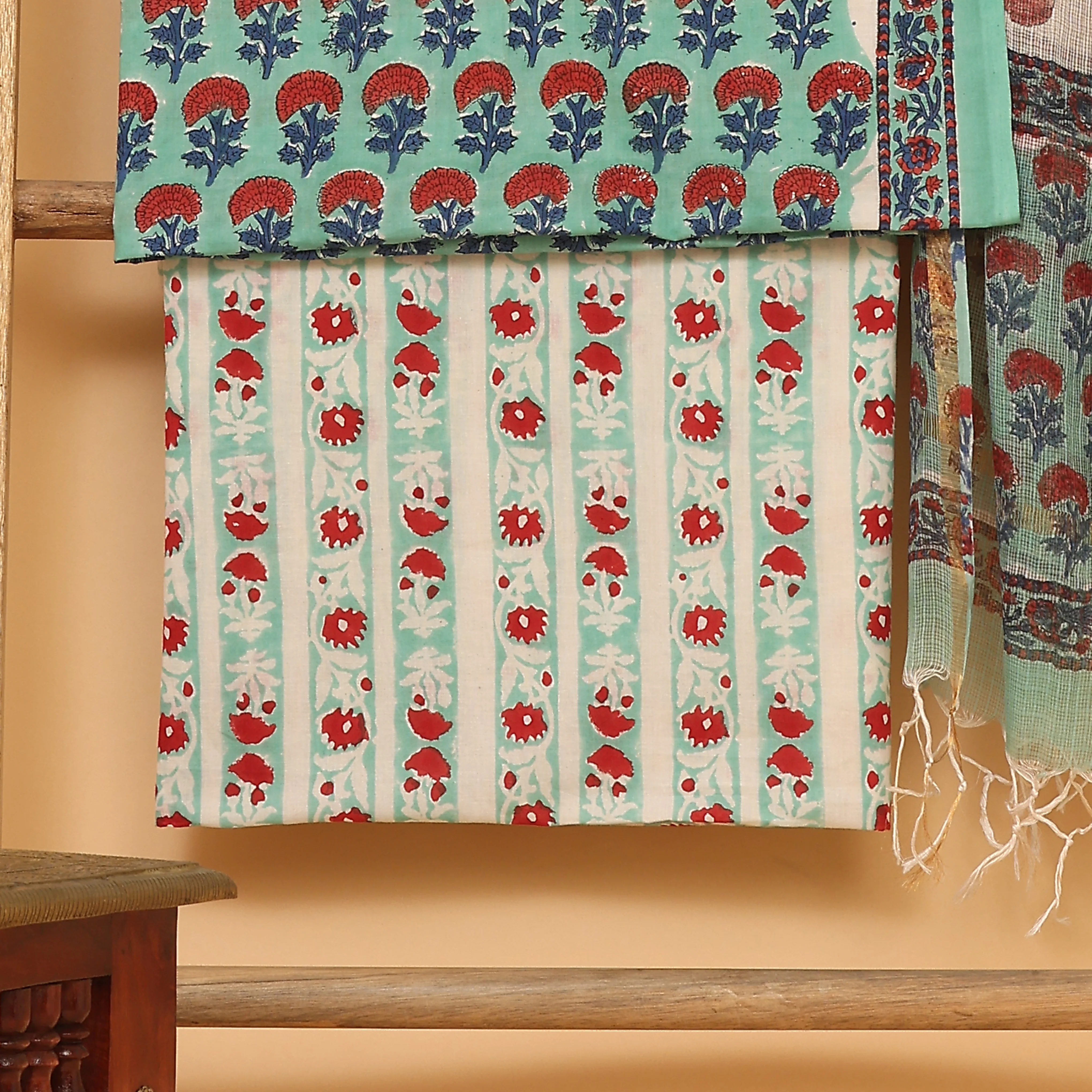 Bagru hand block printed cotton  unstitched Suit set - Image 3