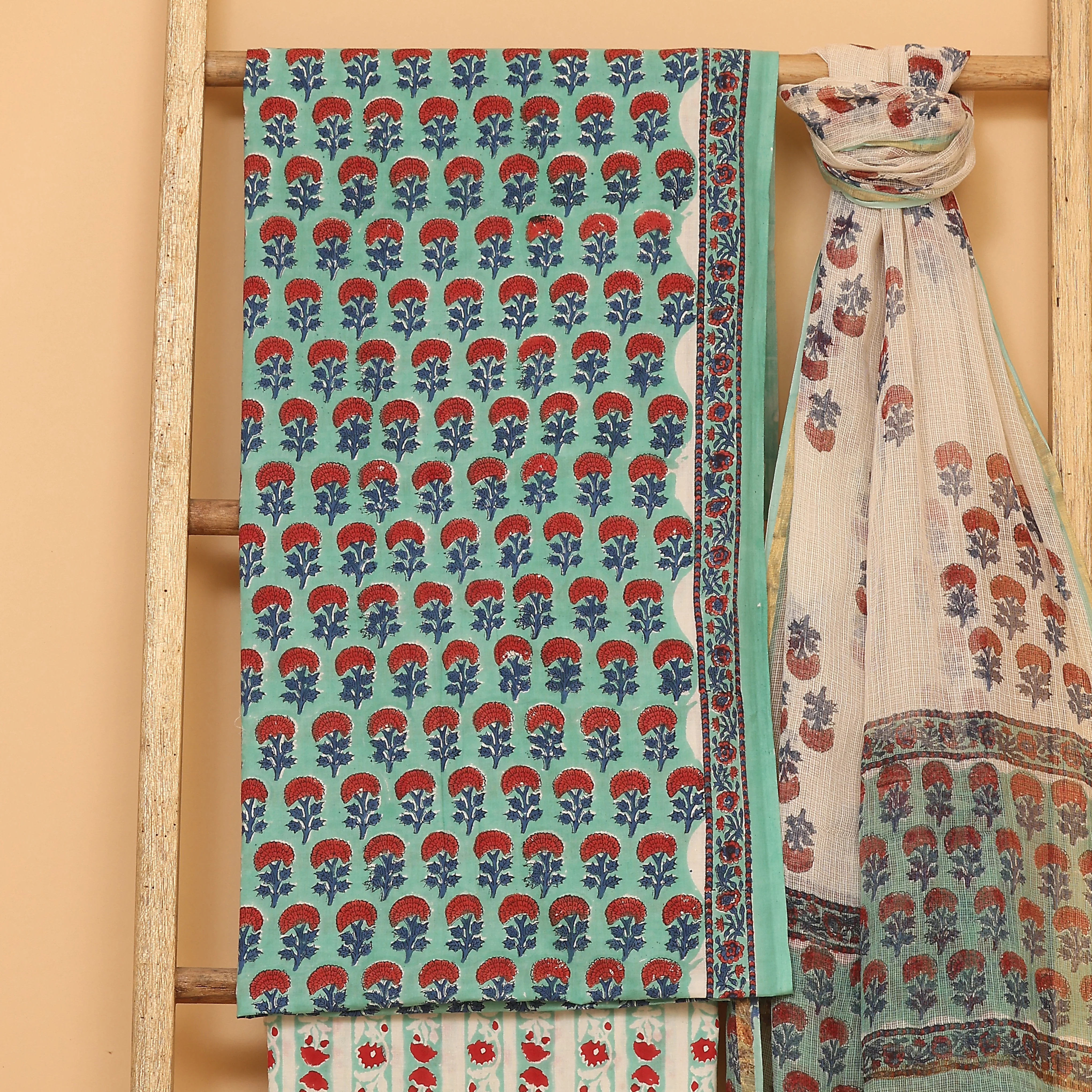 Bagru hand block printed cotton  unstitched Suit set - Image 4