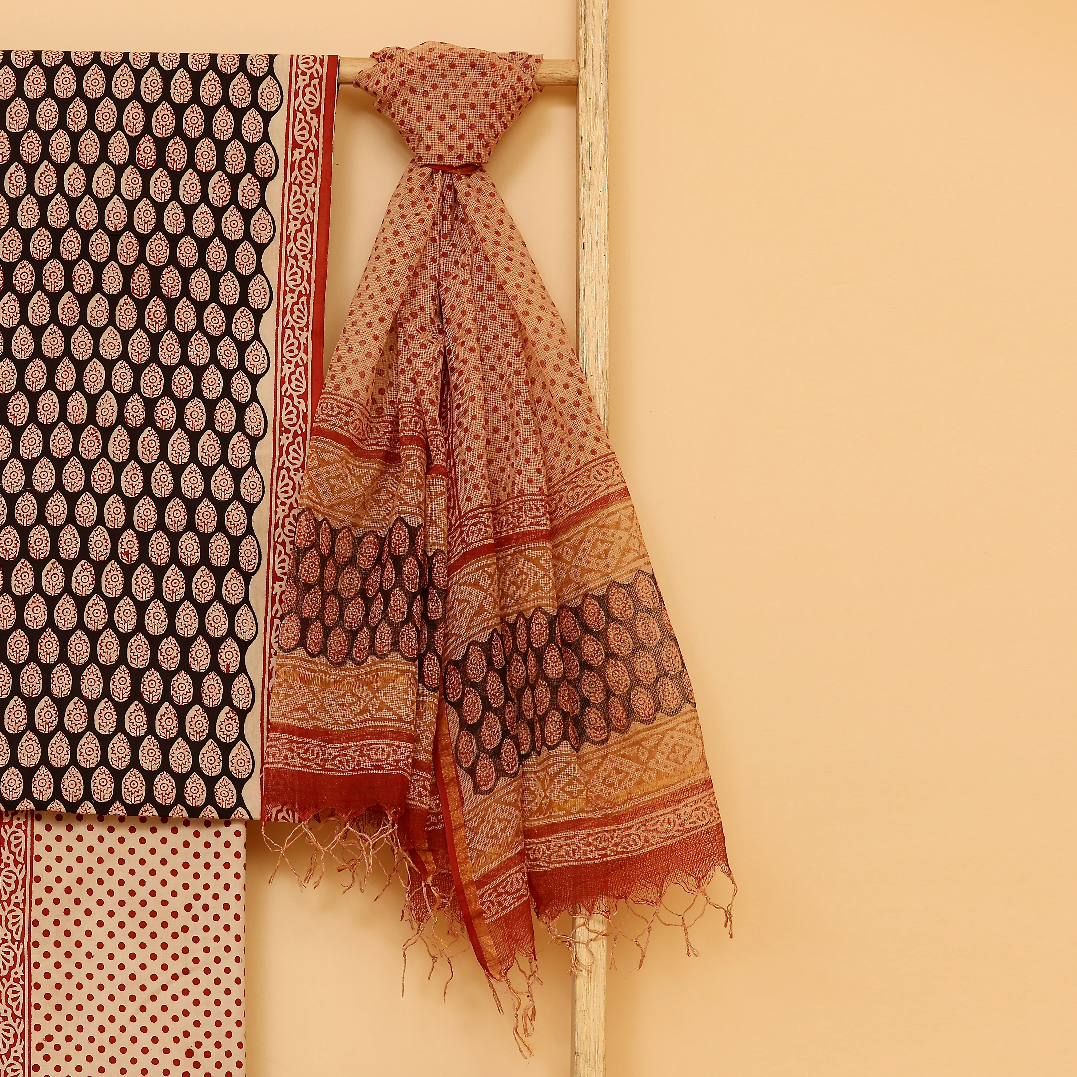 Azam hand block printed cotton  unstitched Suit set - Image 2