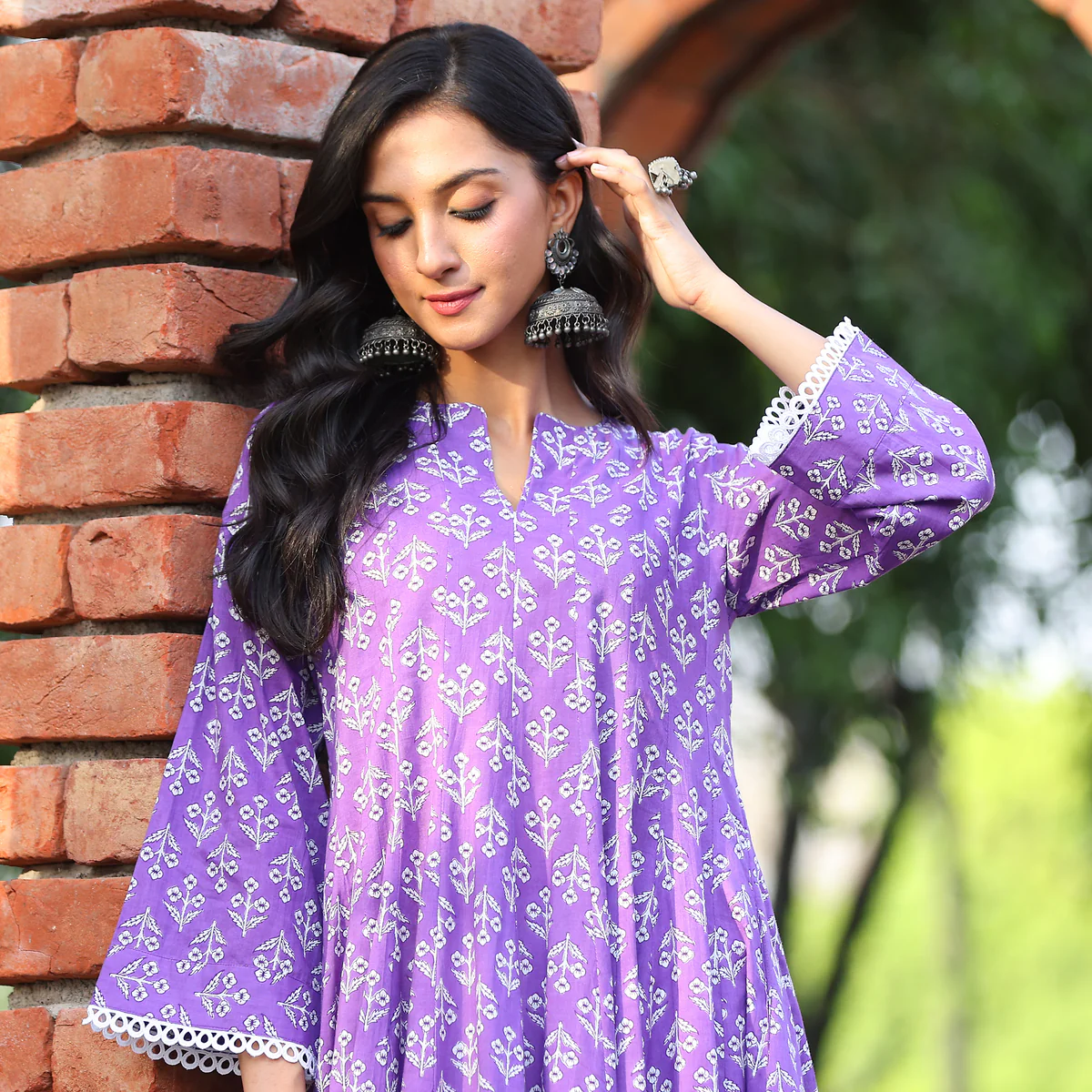 Purple Flare Kameez - Image 3
