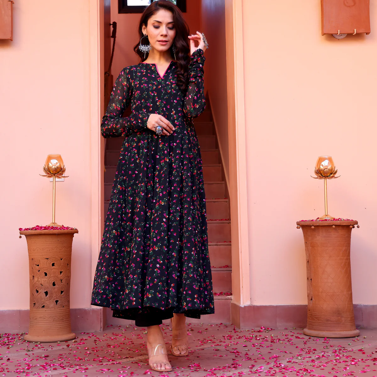 Rahini Black Georgette Kurta - Image 5
