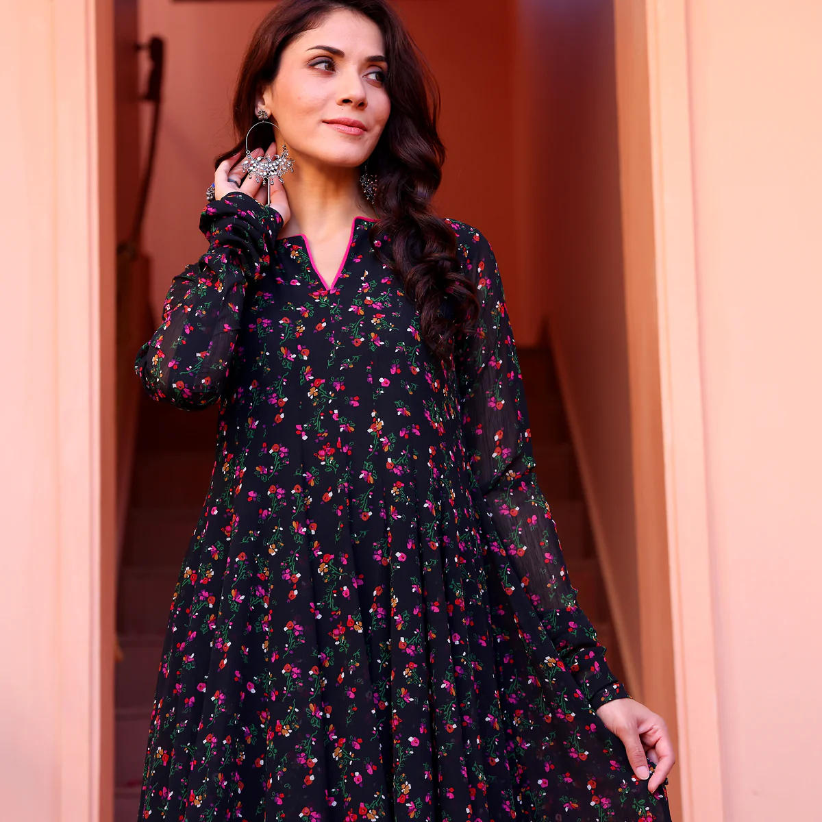 Rahini Black Georgette Kurta - Image 6