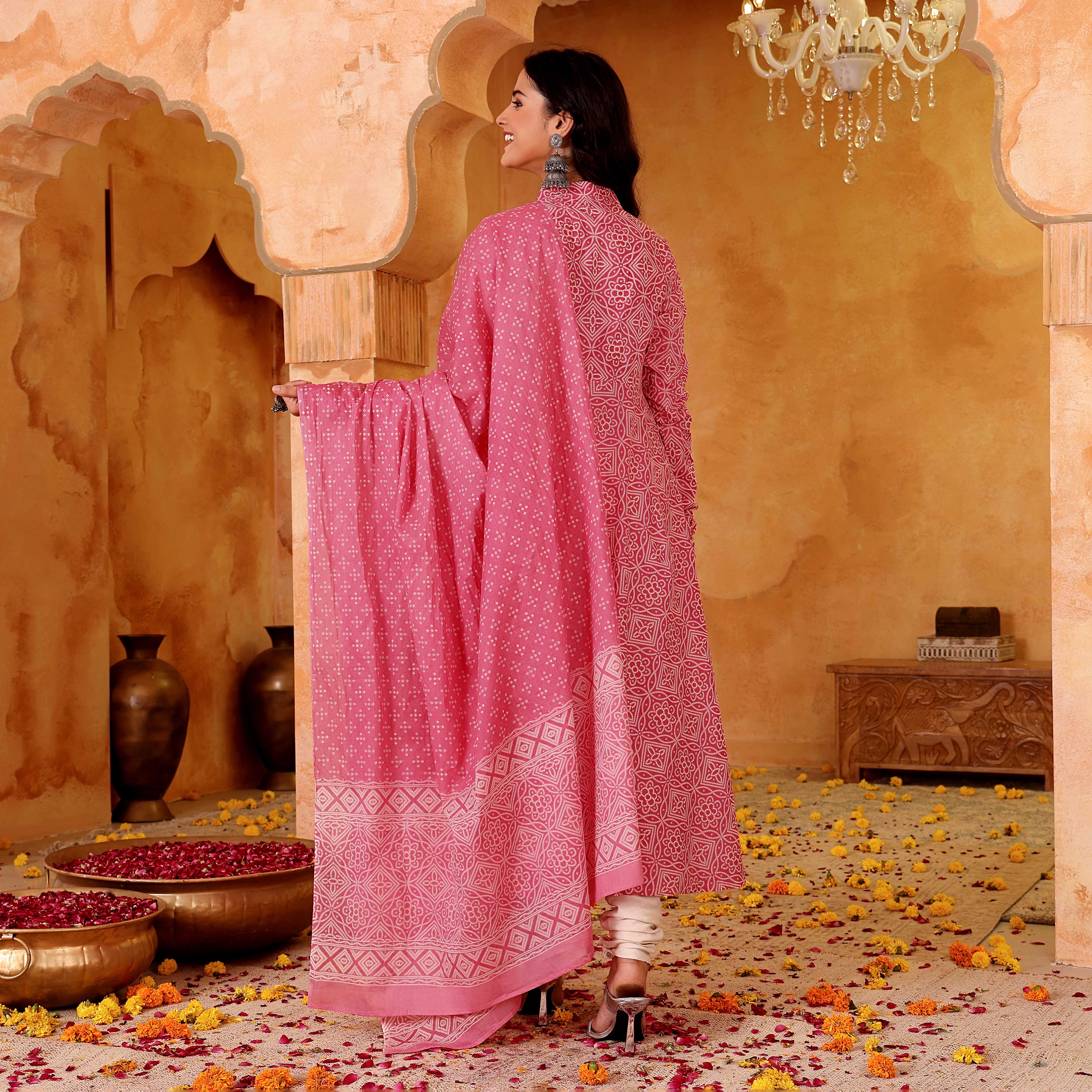 Rekha Pink Cotton Set - Image 7