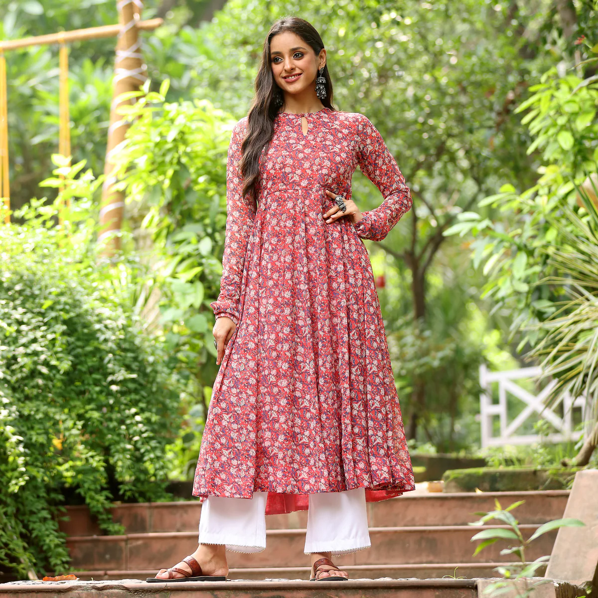 Riha Floral Chiffon Kurta - Image 10