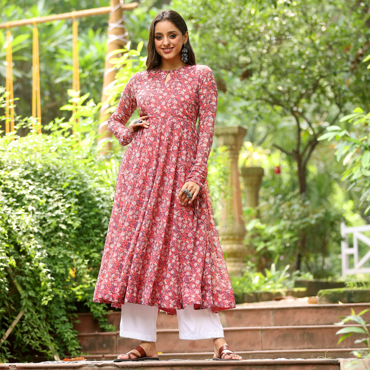 Riha Floral Chiffon Kurta - Image 2