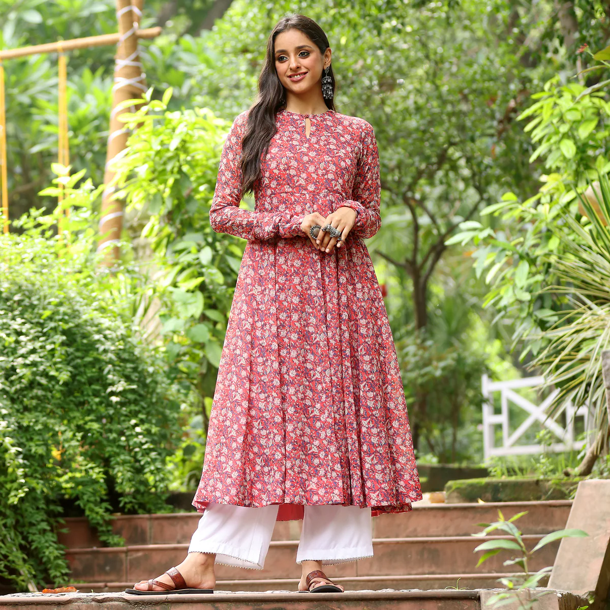 Riha Floral Chiffon Kurta - Image 4