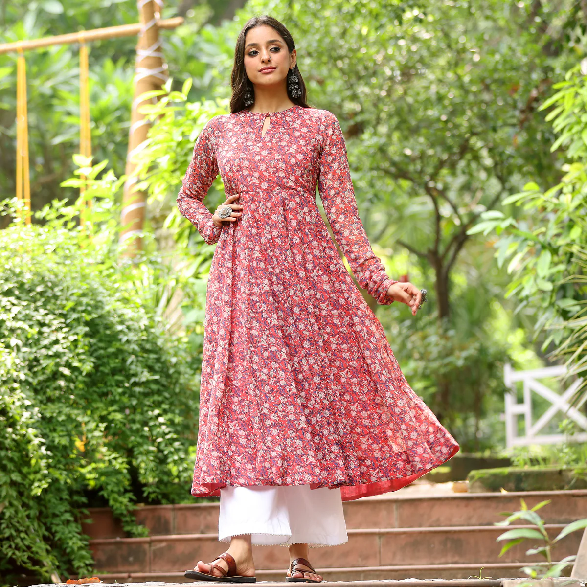 Riha Floral Chiffon Kurta - Image 5
