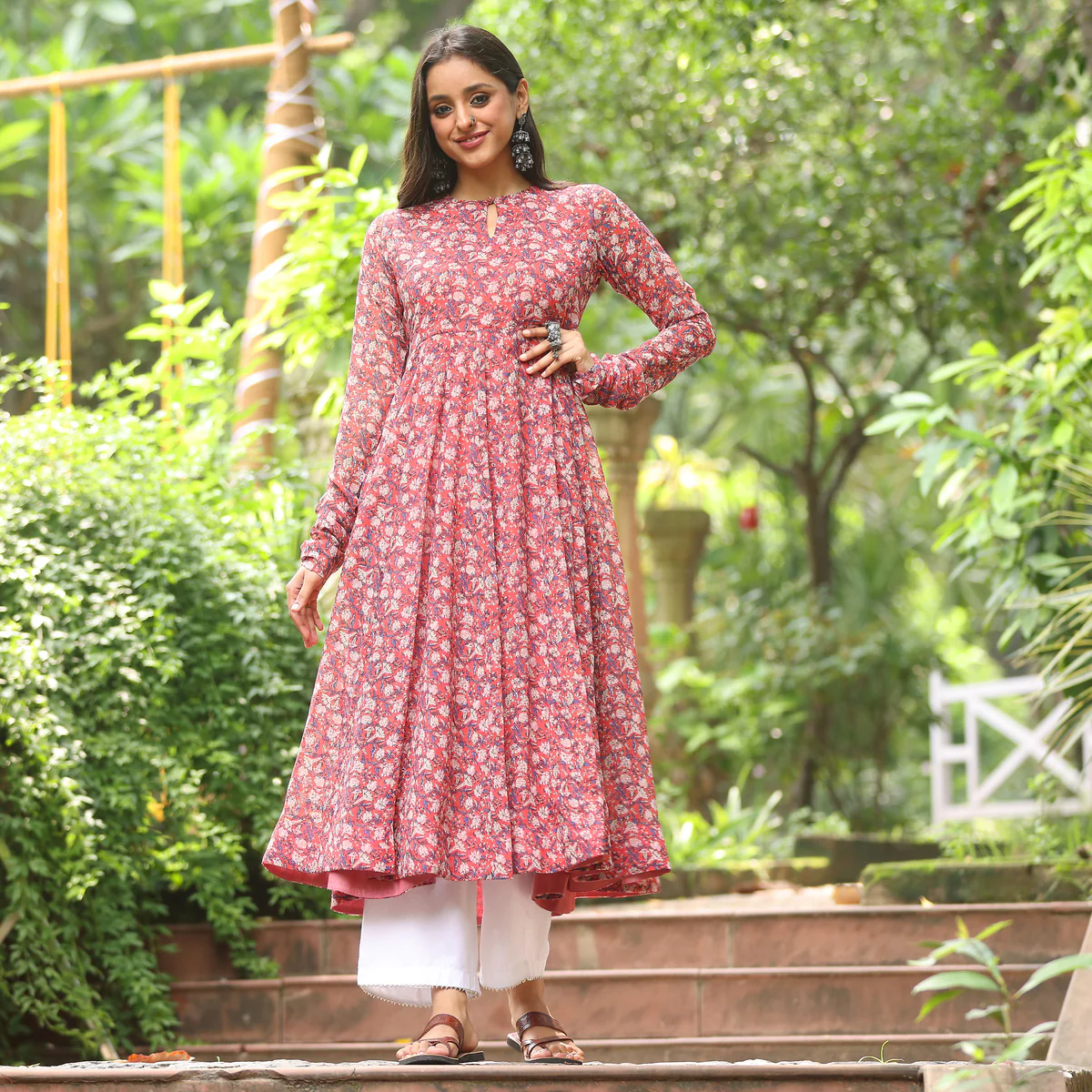 Riha Floral Chiffon Kurta - Image 6