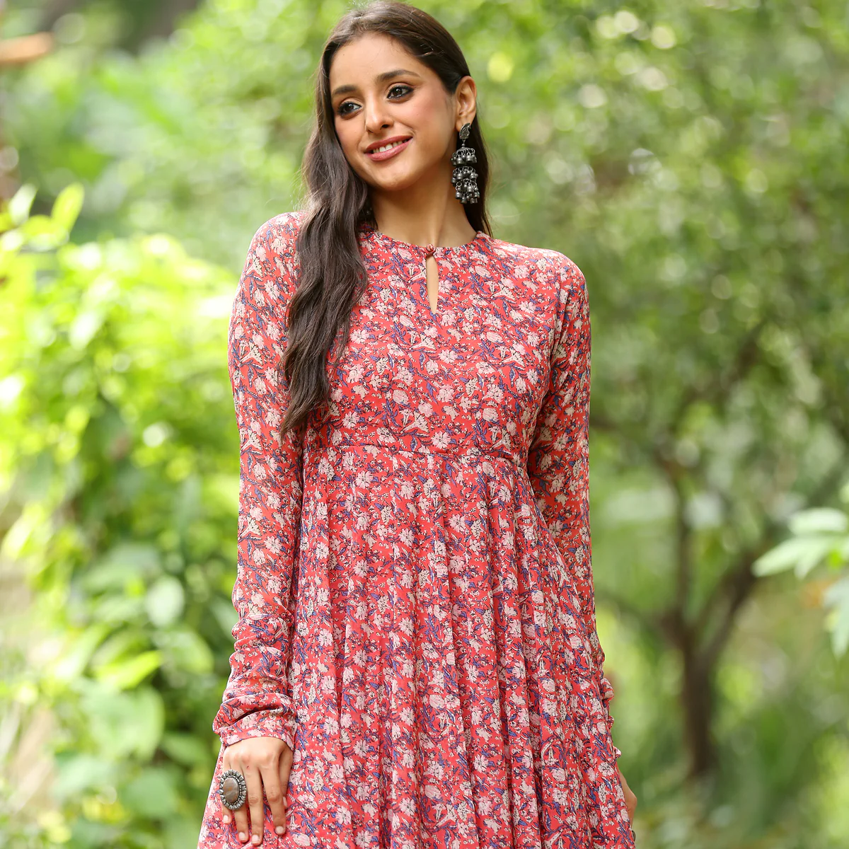 Riha Floral Chiffon Kurta - Image 8