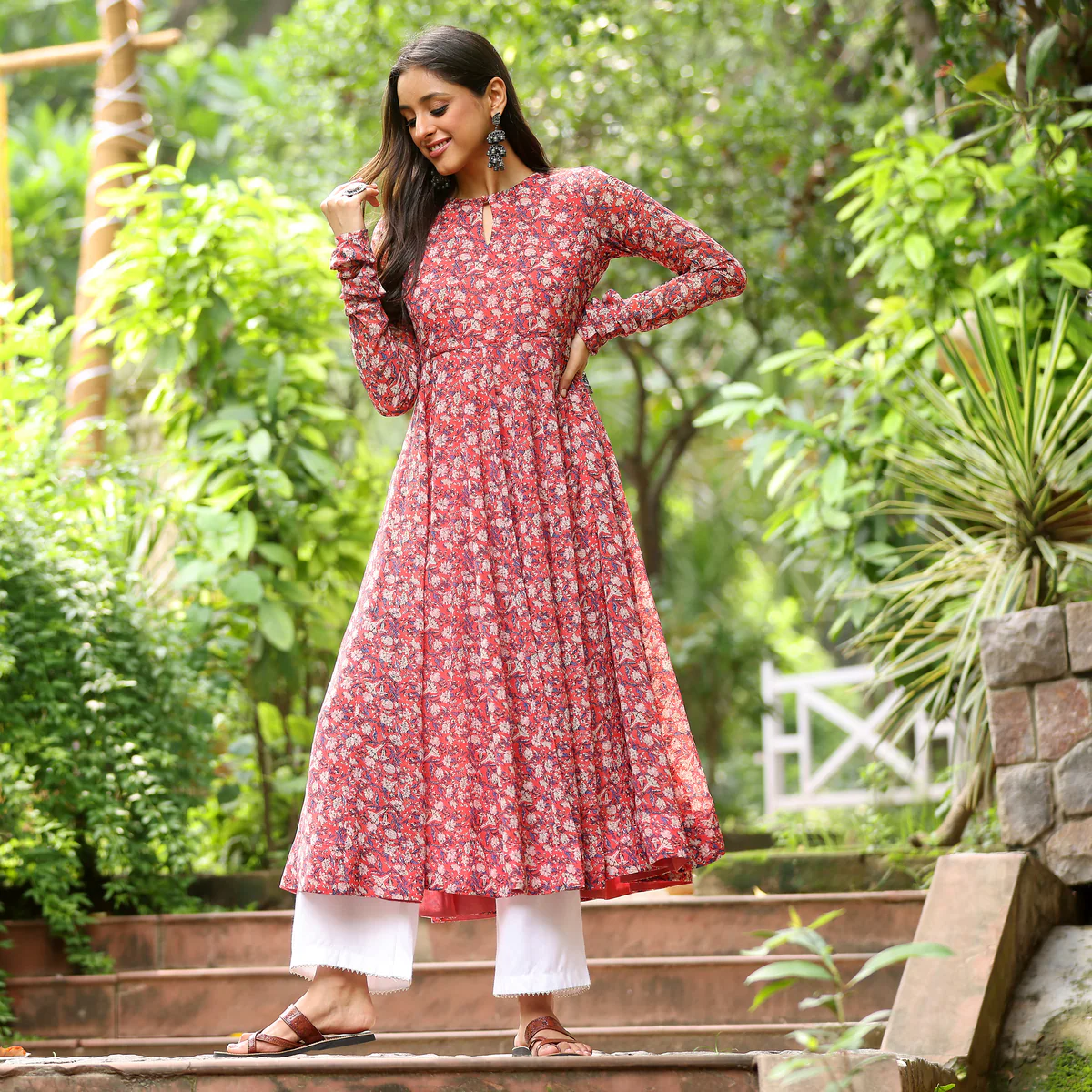 Riha Floral Chiffon Kurta - Image 9