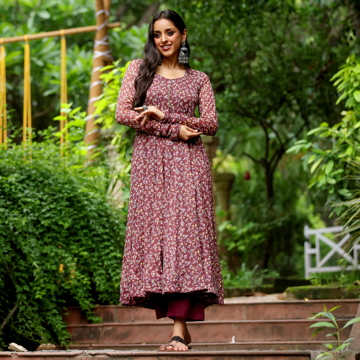 Runali Floral Gerogette Kurta - Image 3
