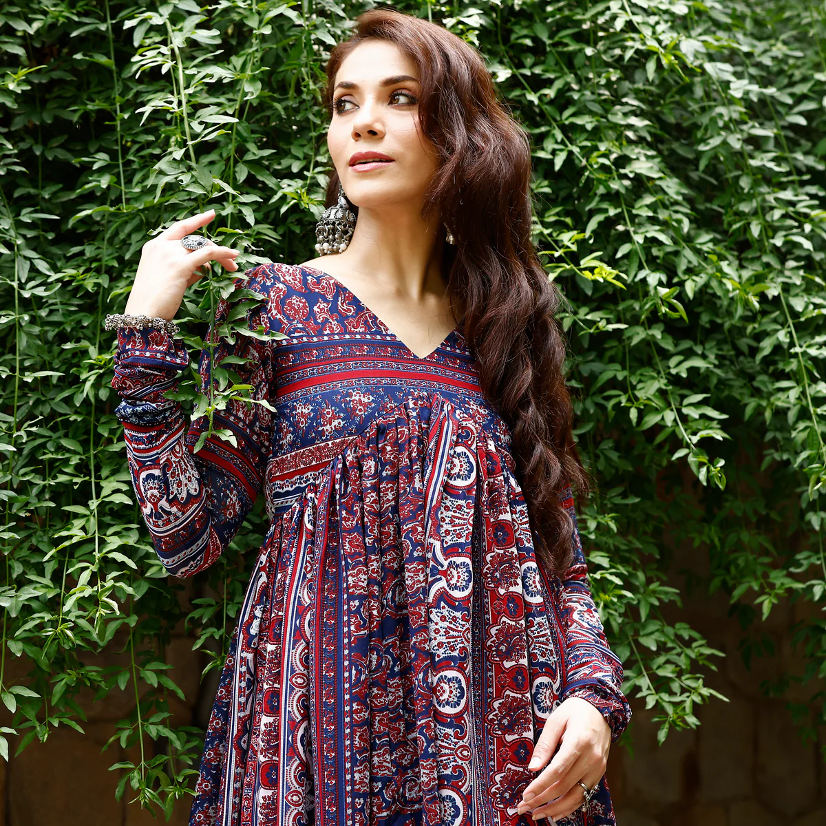 Sama Blue Flare Georgette Kurta - Image 5