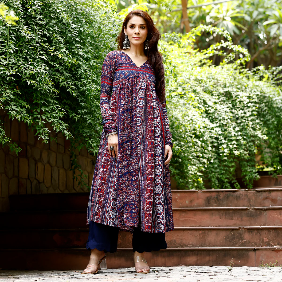 Sama Blue Flare Georgette Kurta - Image 8