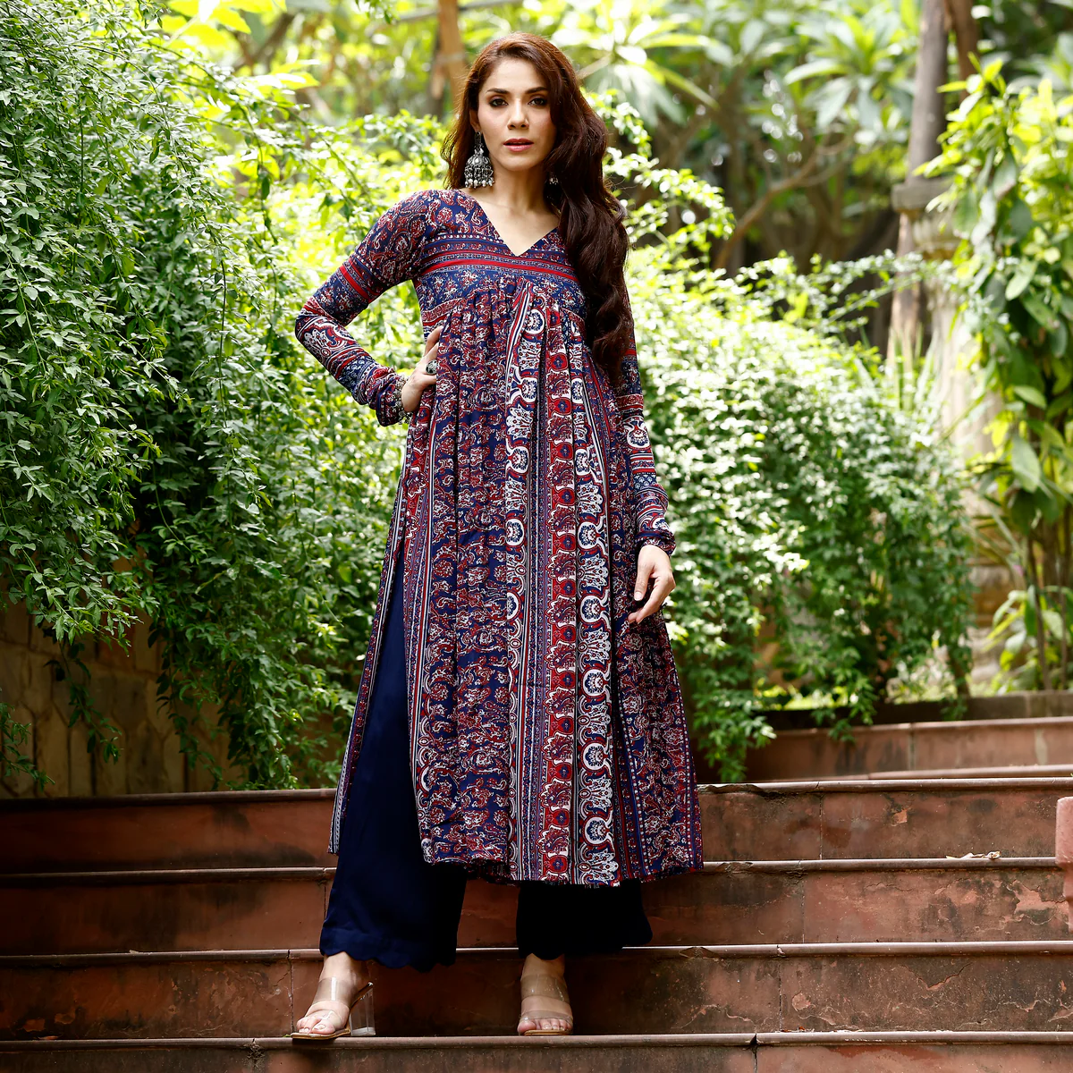 Sama Blue Flare Georgette Kurta - Image 9