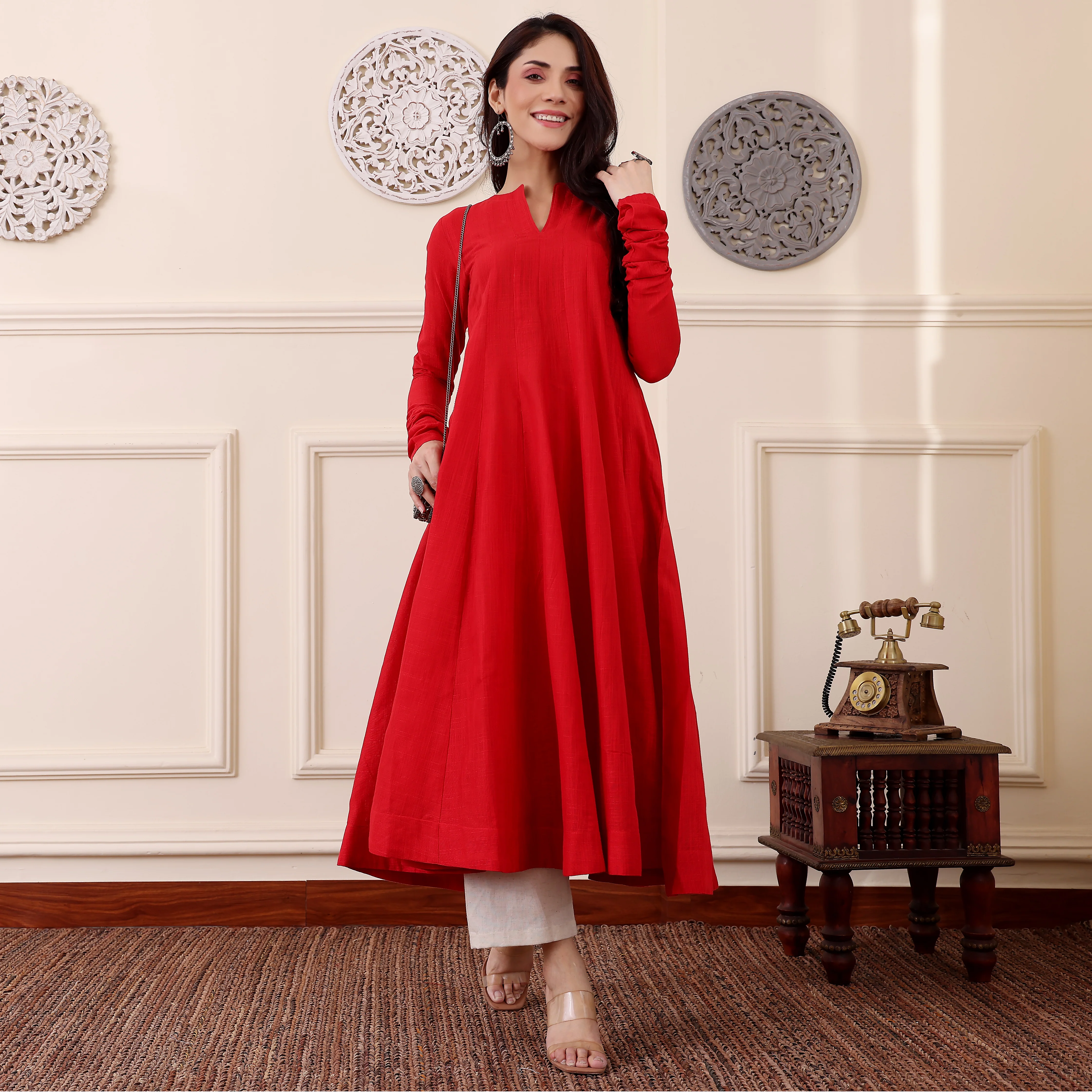 Sanjida Red Kalidaar Kurta - Image 4