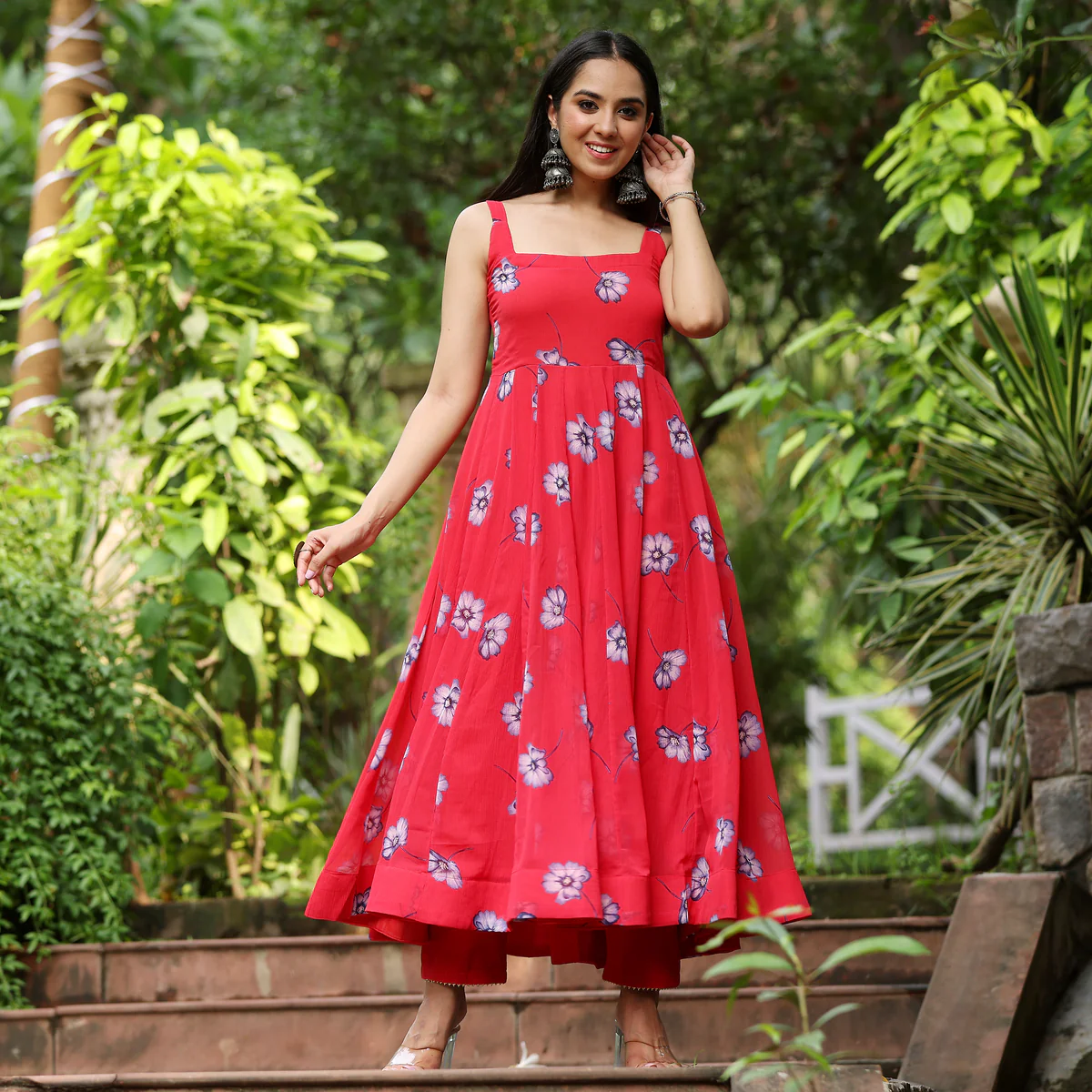 Sansa floral Sleeveless Gerogette  Kurta - Image 2