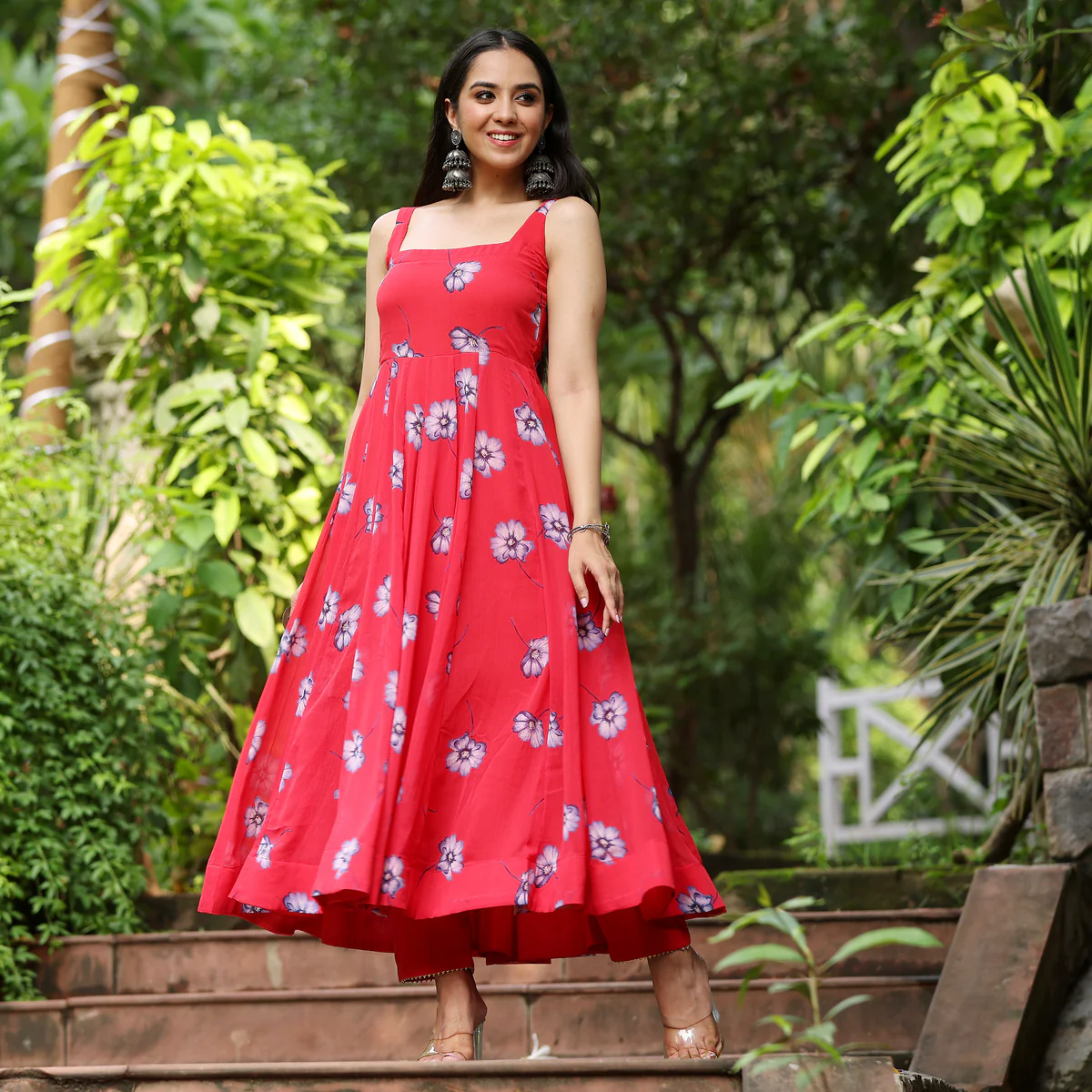 Sansa floral Sleeveless Gerogette  Kurta - Image 3