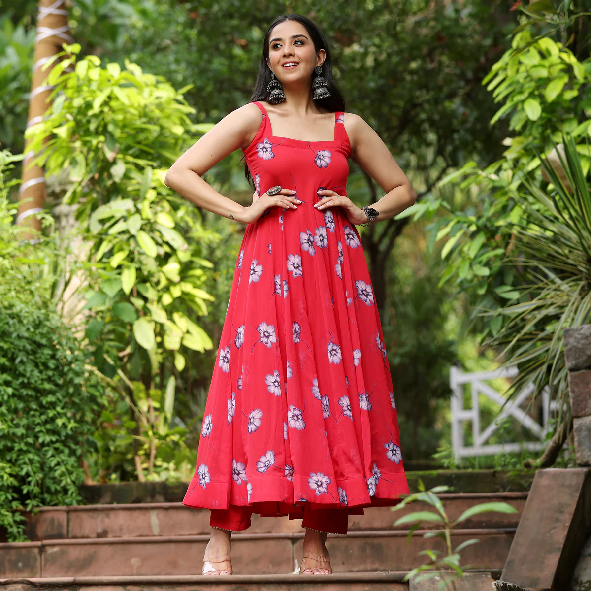 Sansa floral Sleeveless Gerogette  Kurta - Image 4