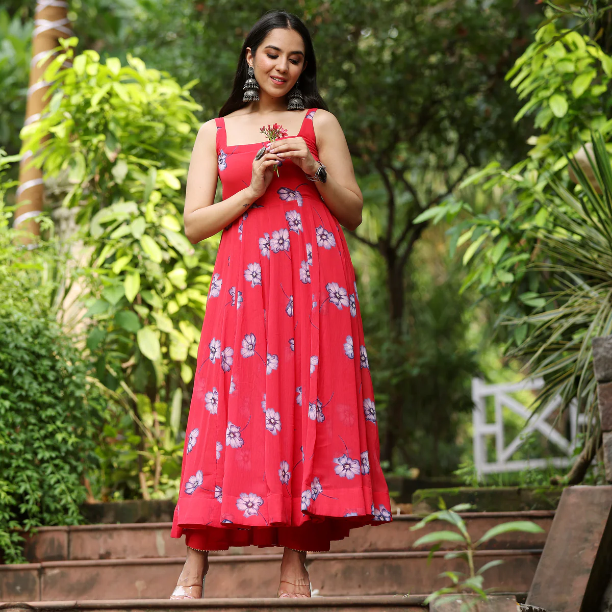 Sansa floral Sleeveless Gerogette  Kurta - Image 5