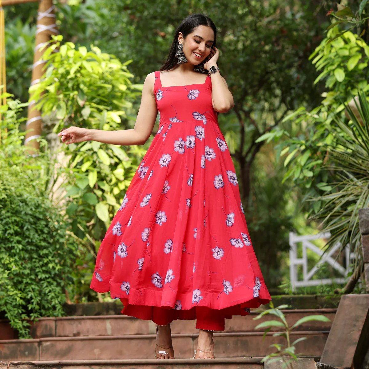 Sansa floral Sleeveless Gerogette  Kurta - Image 8