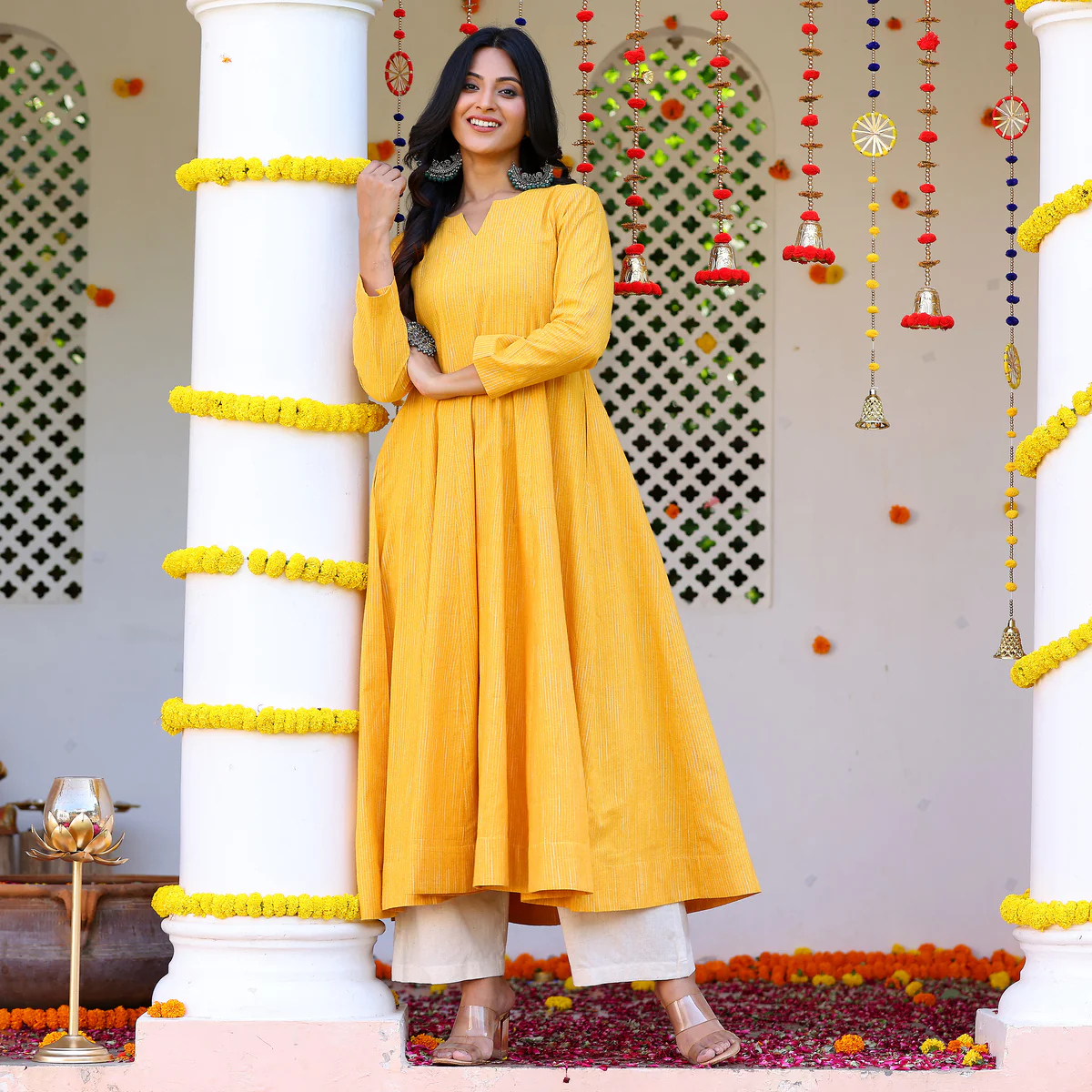 Sehra Yellow Gher Kurta - Image 10