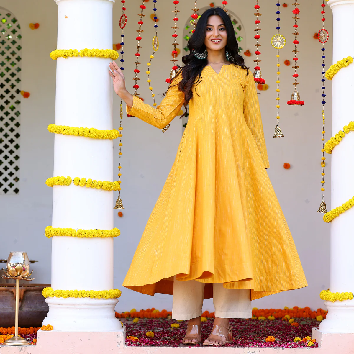 Sehra Yellow Gher Kurta - Image 2