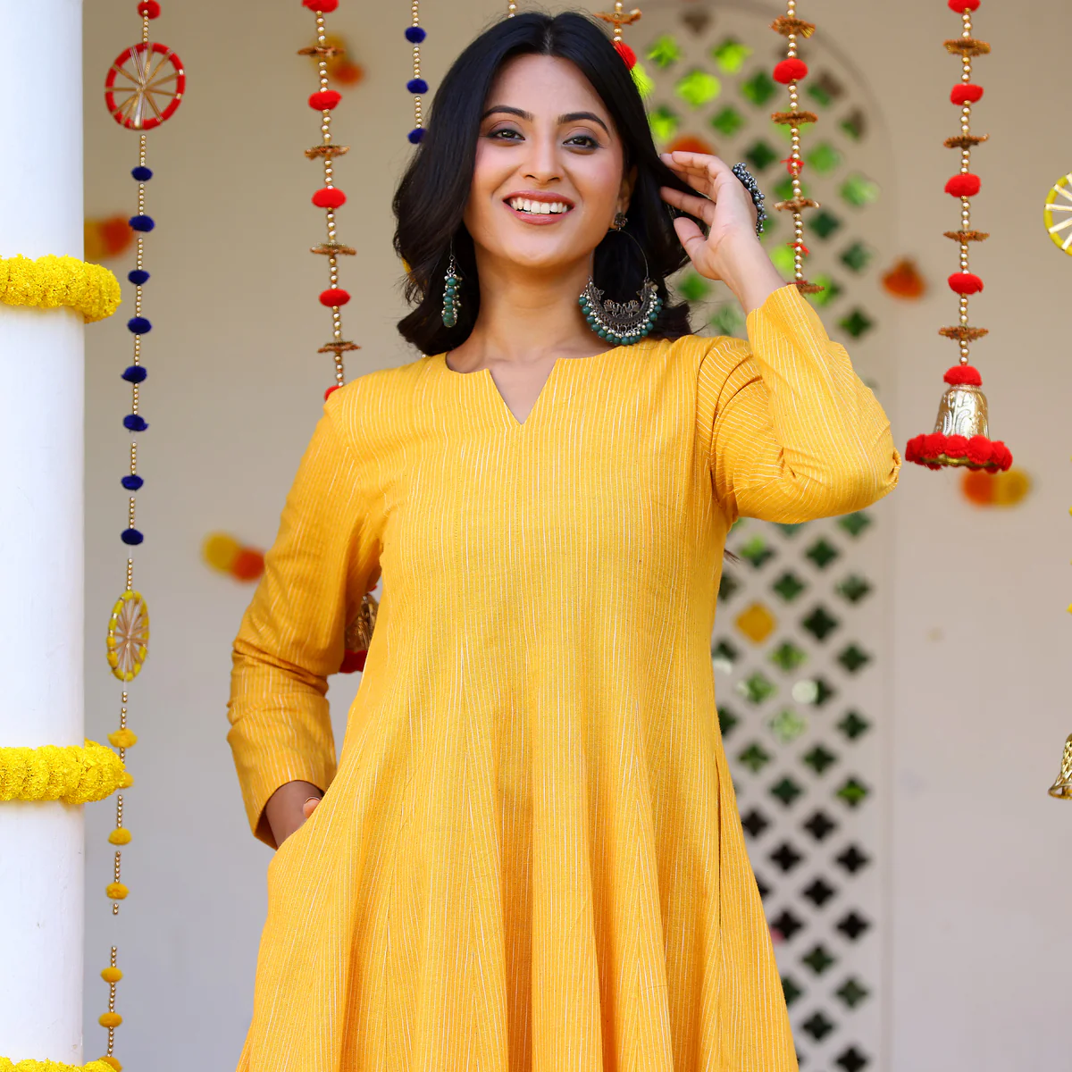Sehra Yellow Gher Kurta - Image 3