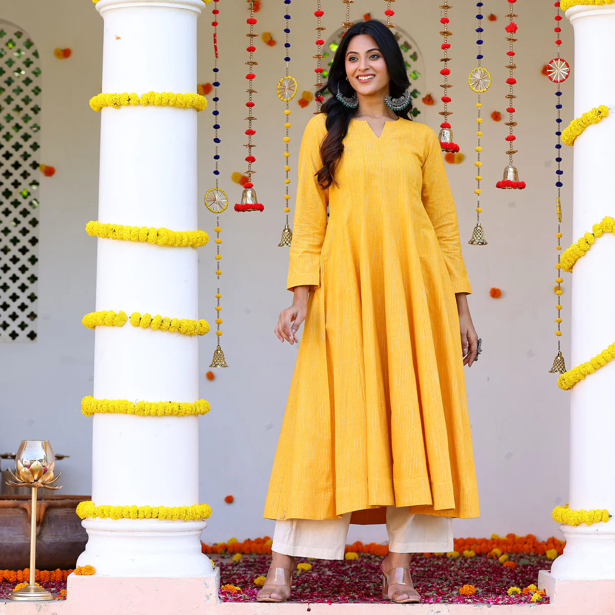 Sehra Yellow Gher Kurta - Image 5