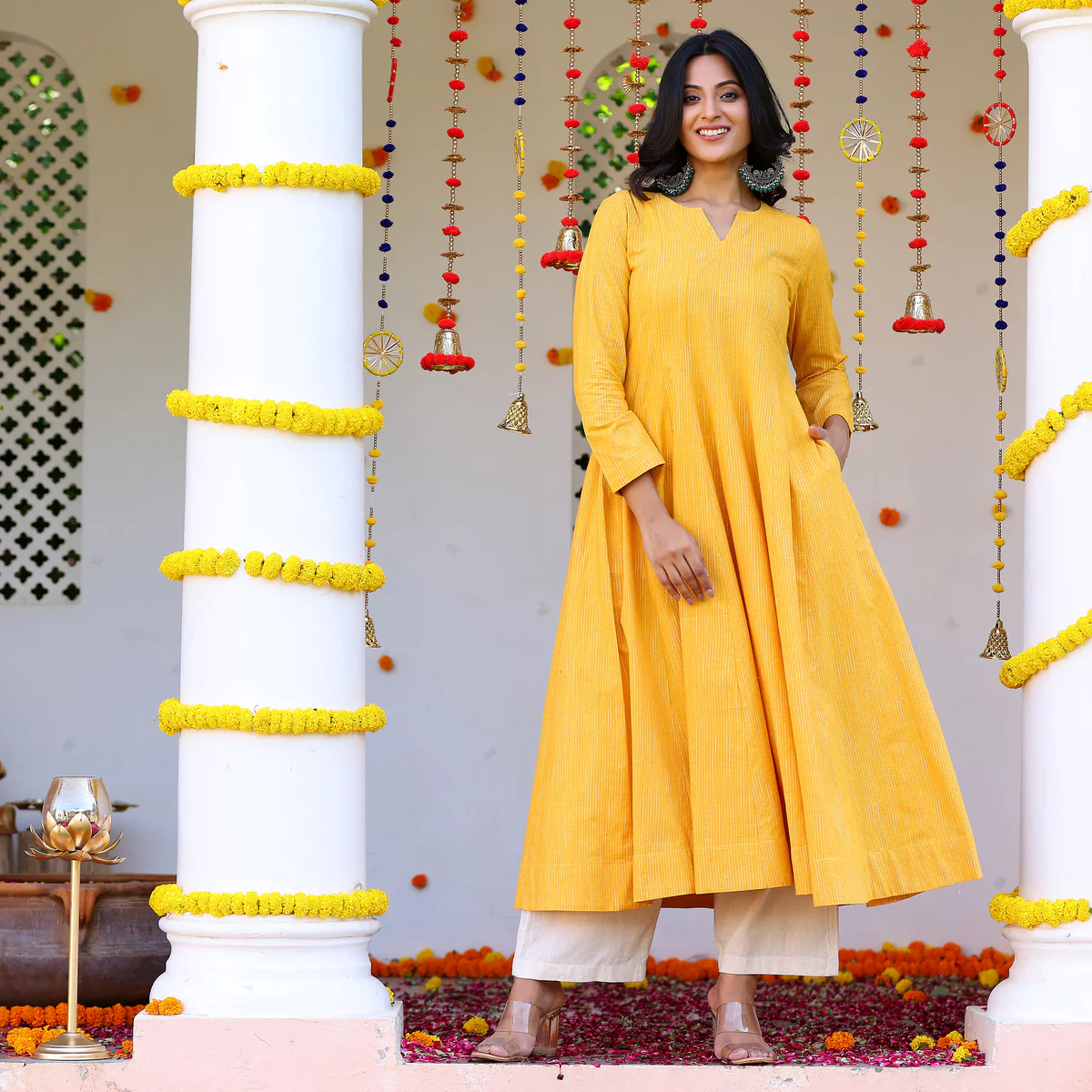 Sehra Yellow Gher Kurta - Image 6