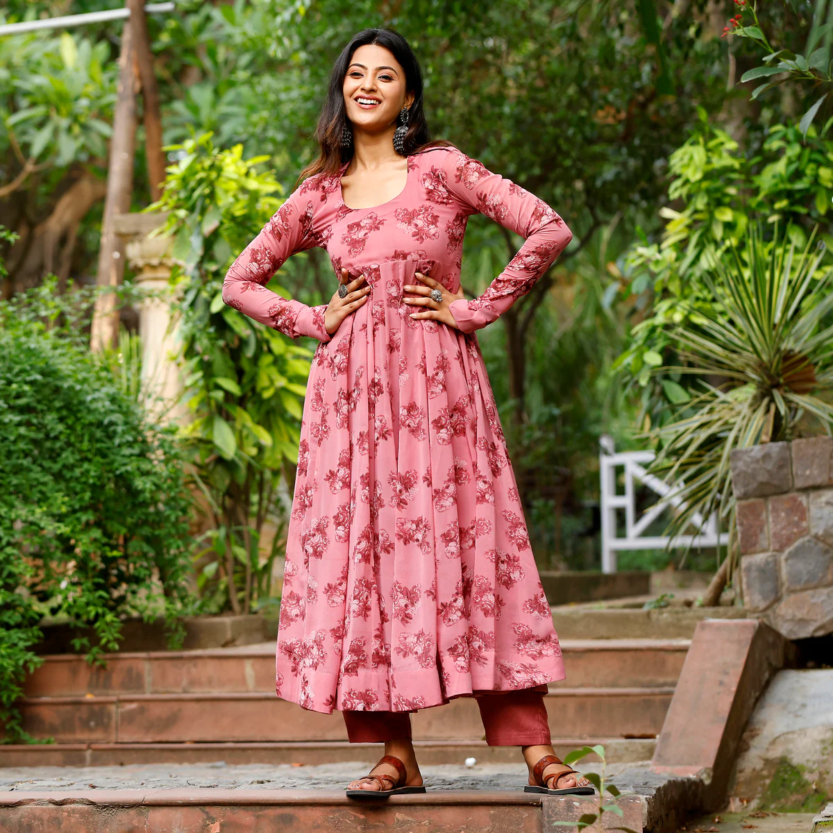 Sehrish Floral Georgette  Kurta - Image 3
