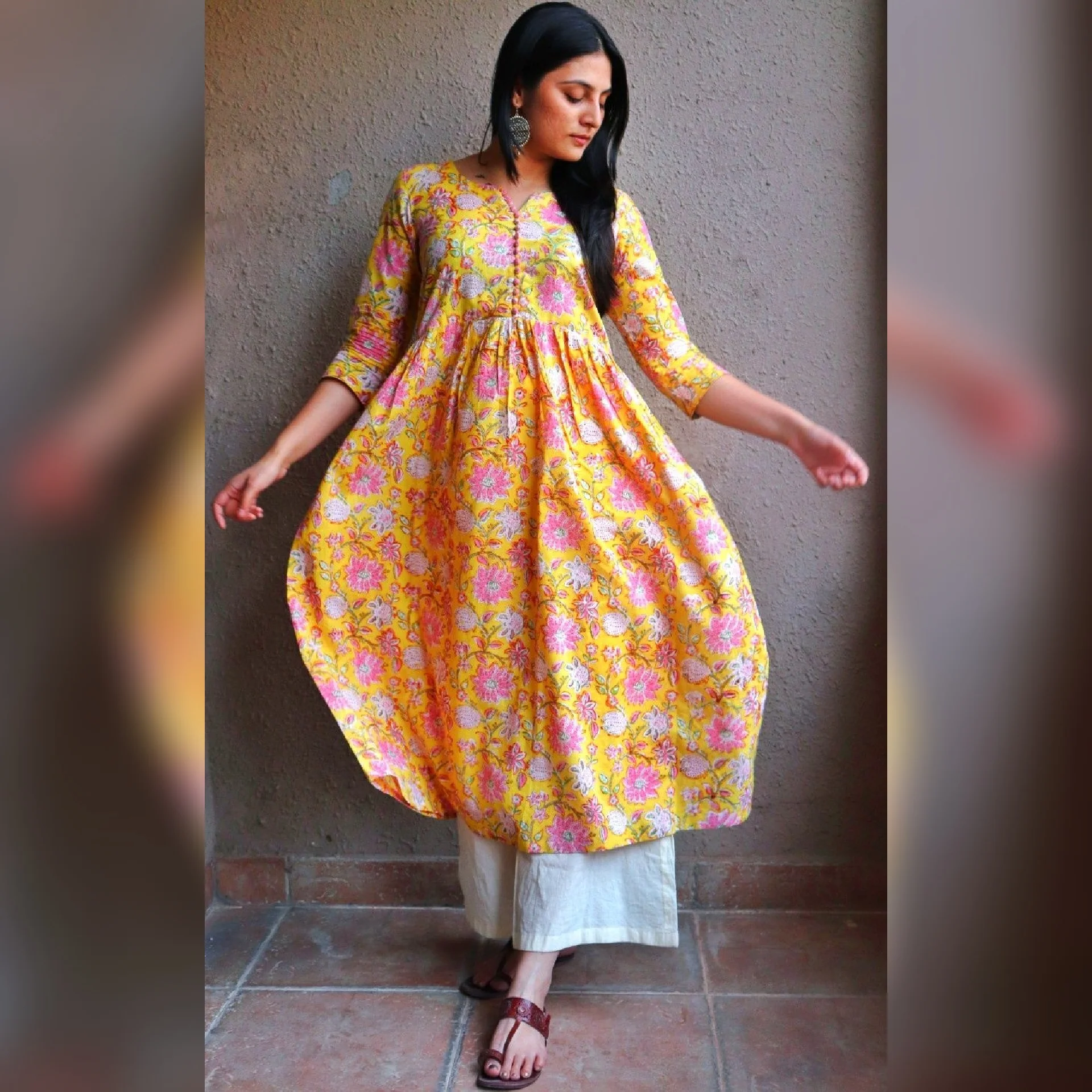 Sunehri Yellow Long kurta - Image 2
