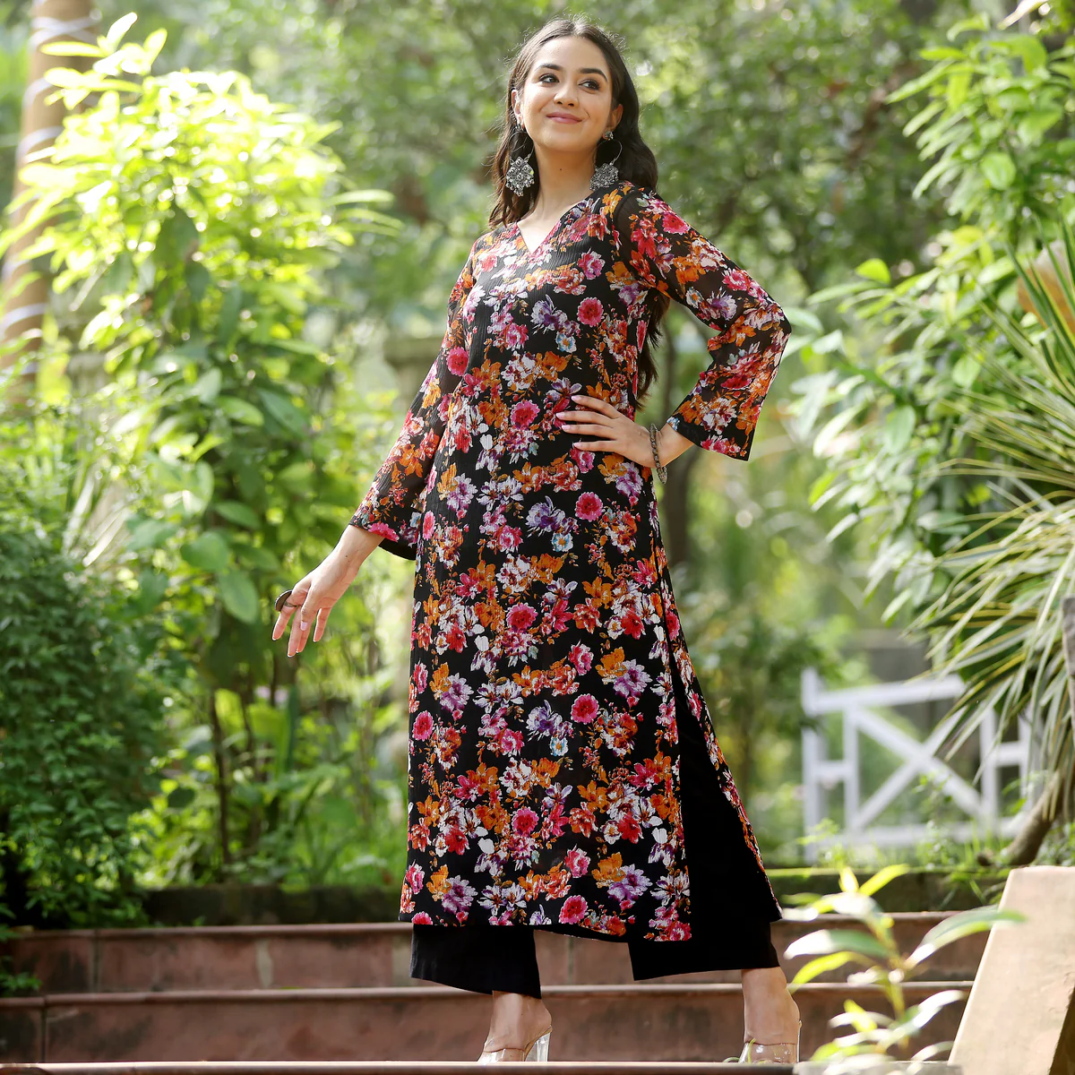 Vyas Floral Georgette Kurta - Image 3