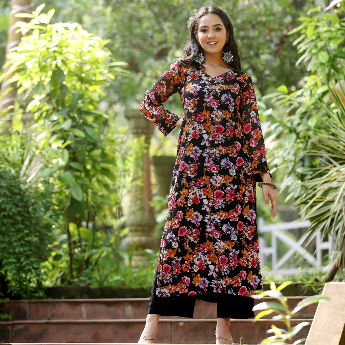 Vyas Floral Georgette Kurta - Image 4